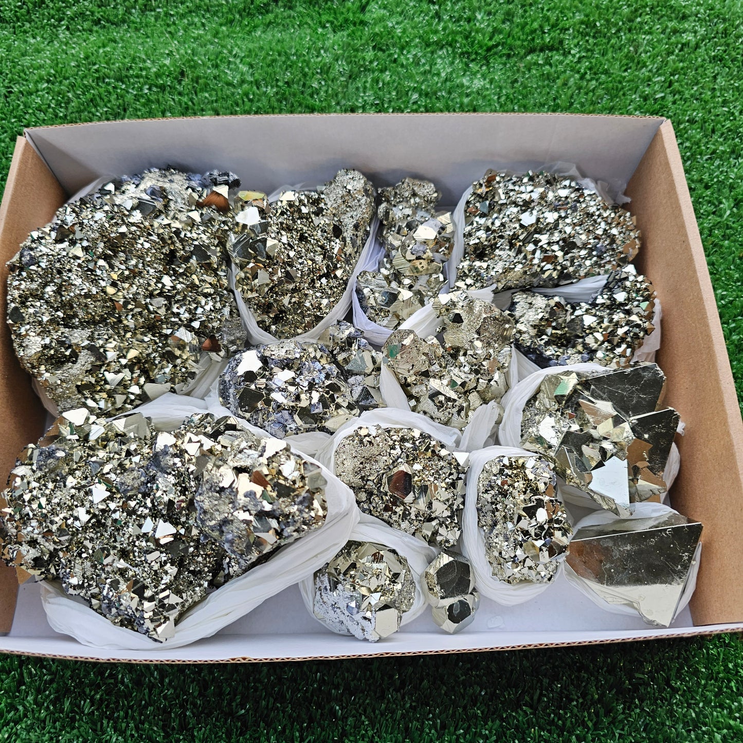 Box 14 pcs big pyrite Octahedral