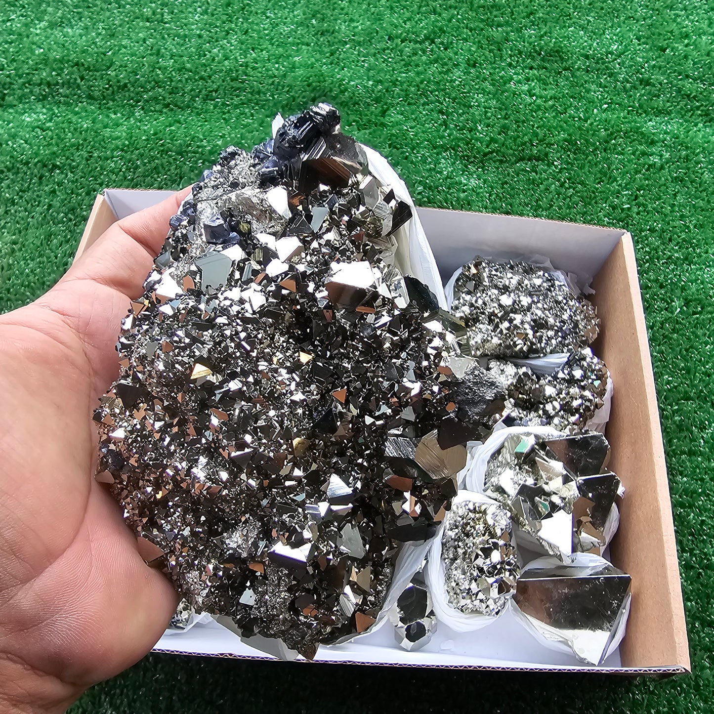 Box 14 pcs big pyrite Octahedral