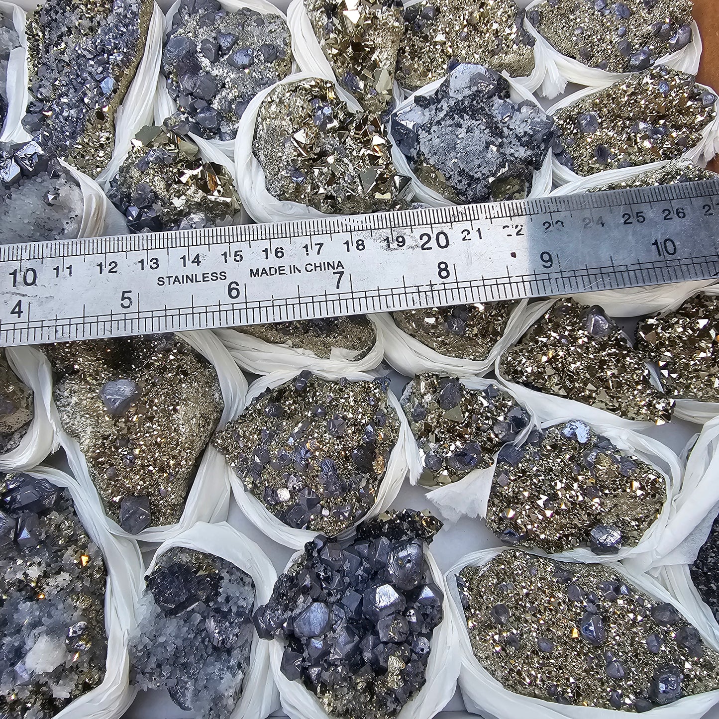 30 pc Galena crystals on octahedral pyrite