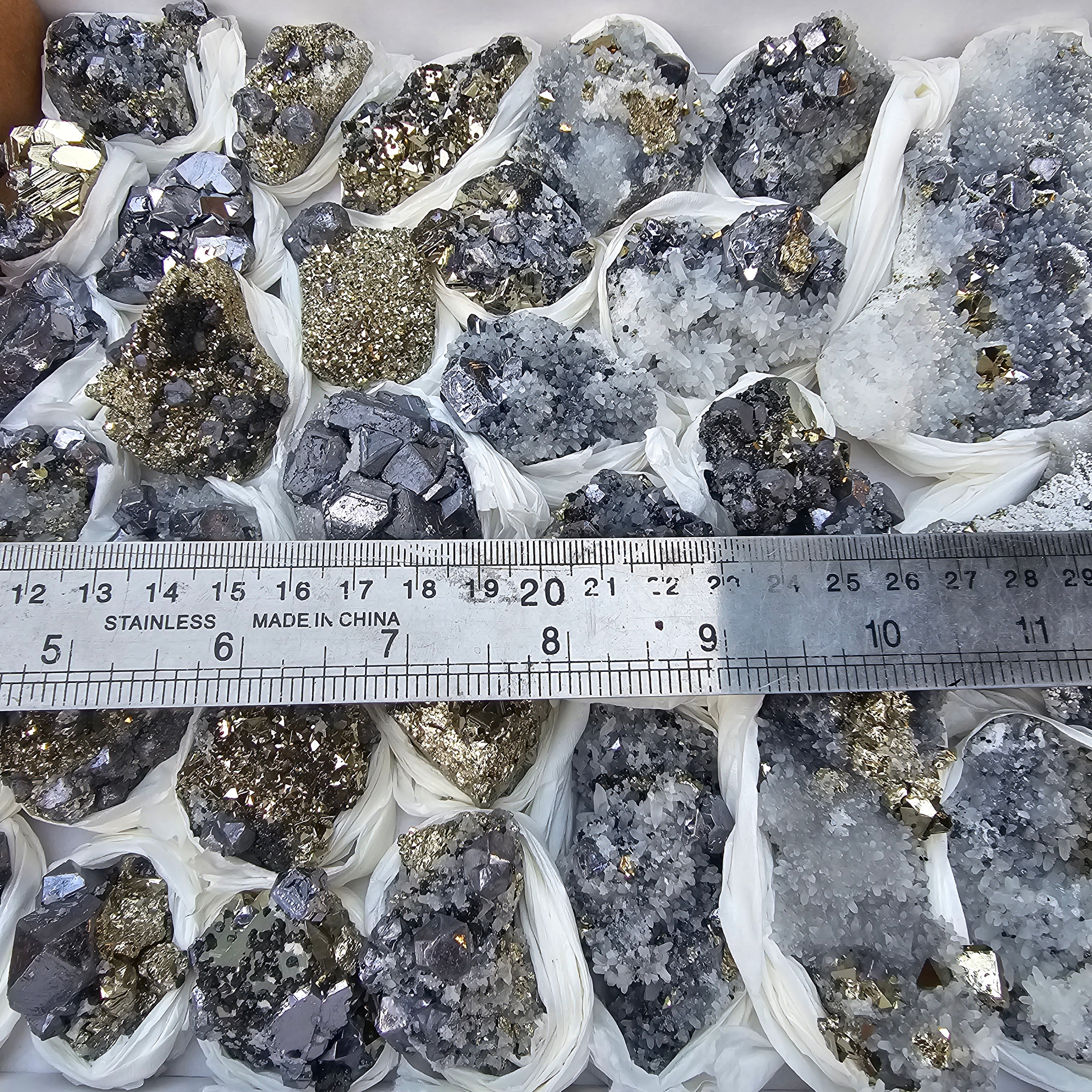 35 pc Galena crystals on octahedral pyrite