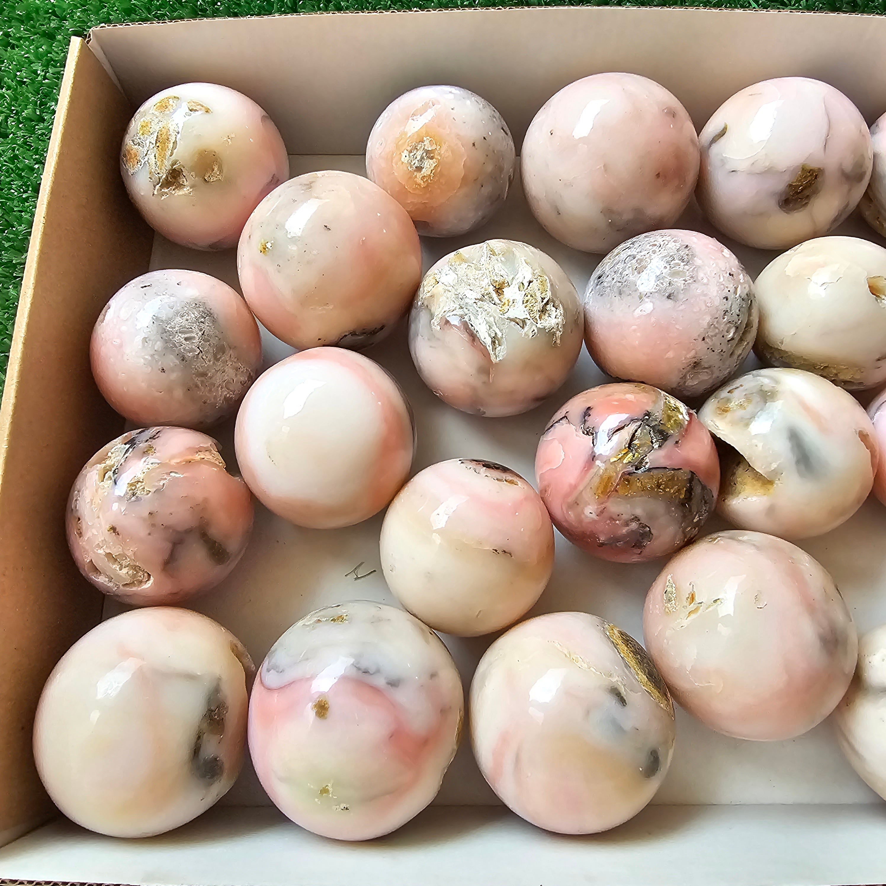 23 pc pink opal spheres