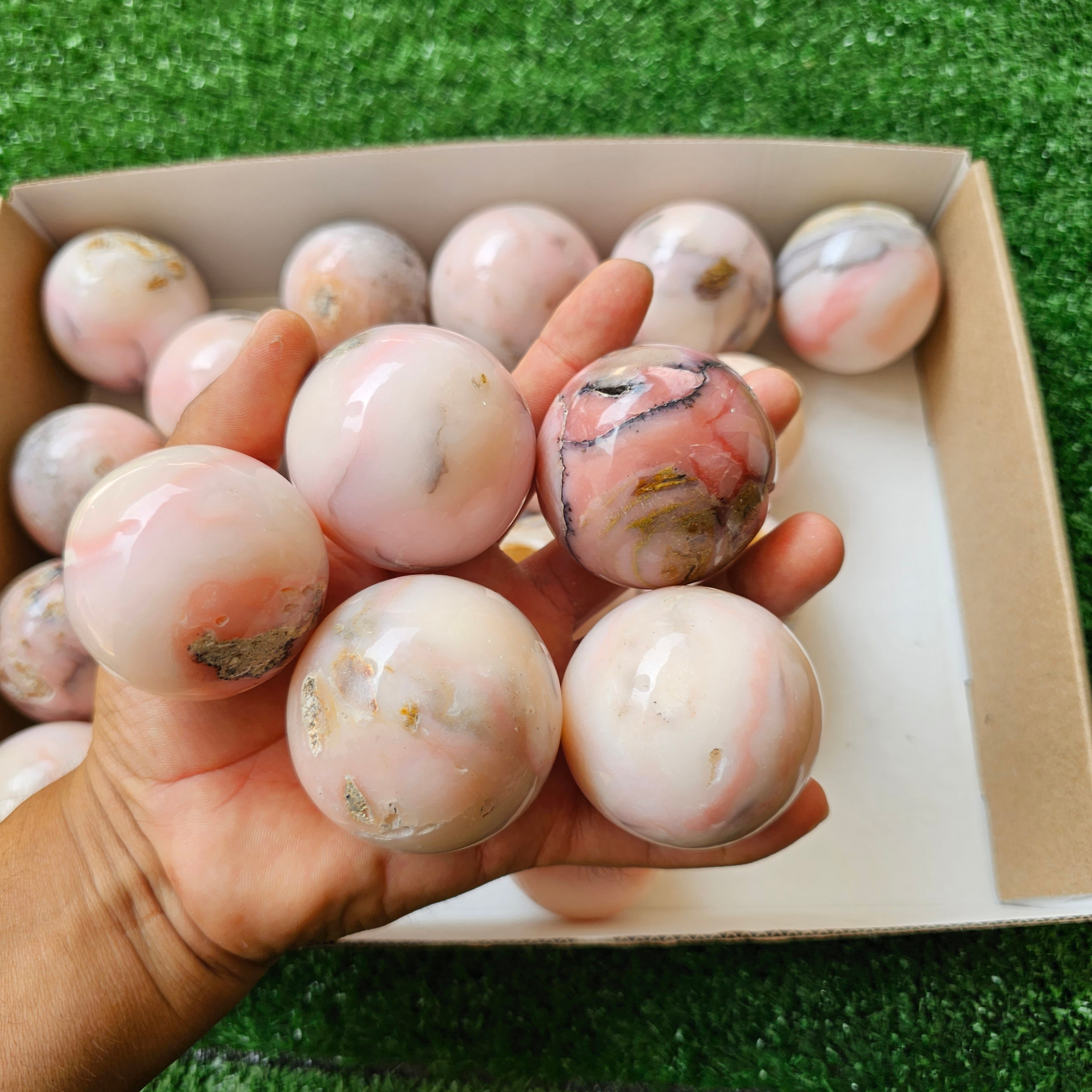 23 pc pink opal spheres