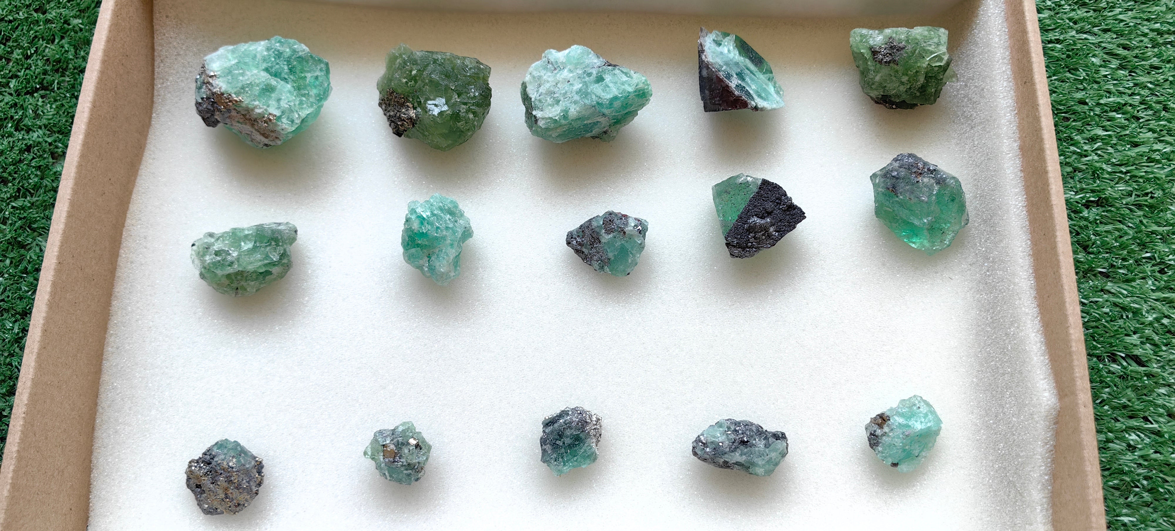 15 pcs Fluorite, Sphalerite, Galena, Pyrite