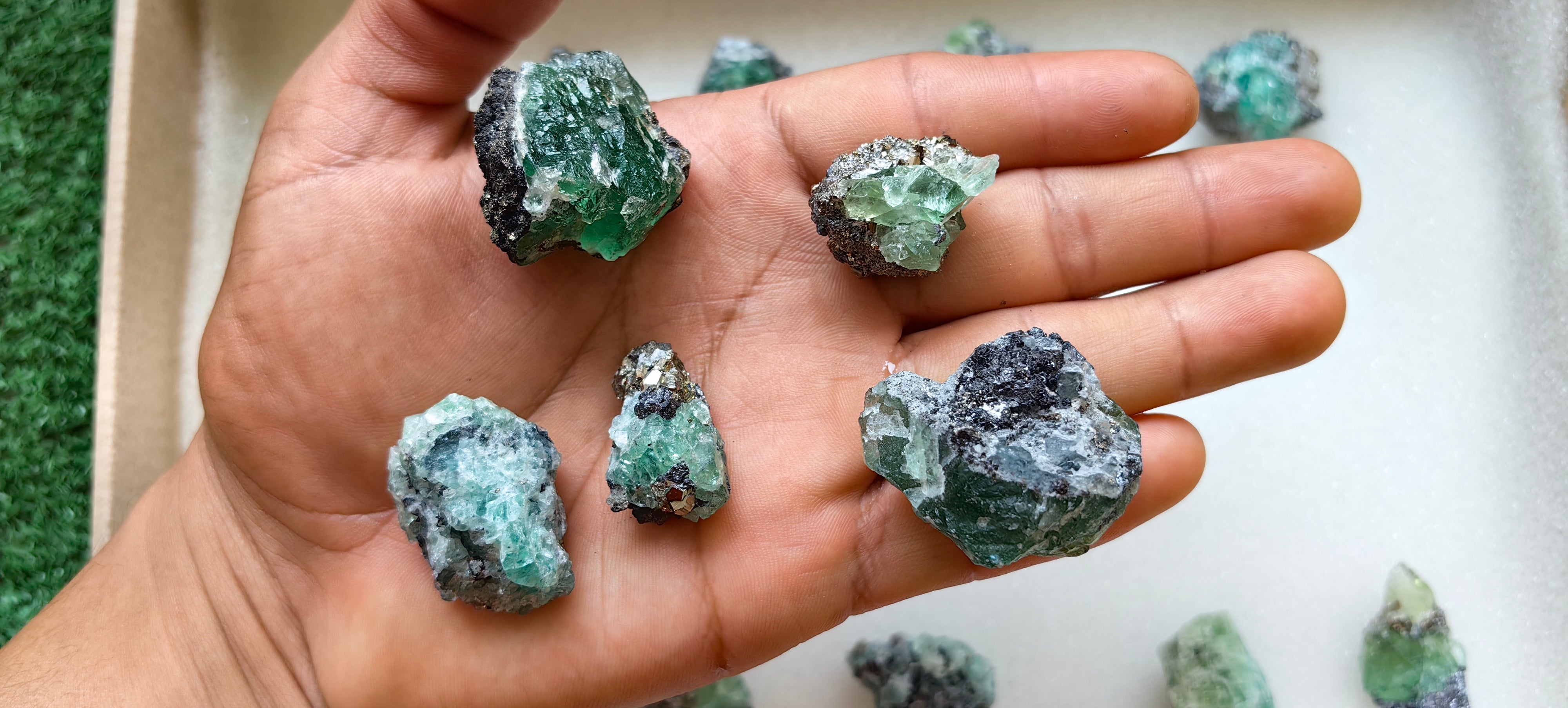 15 pcs Fluorite, Sphalerite, Galena, Pyrite