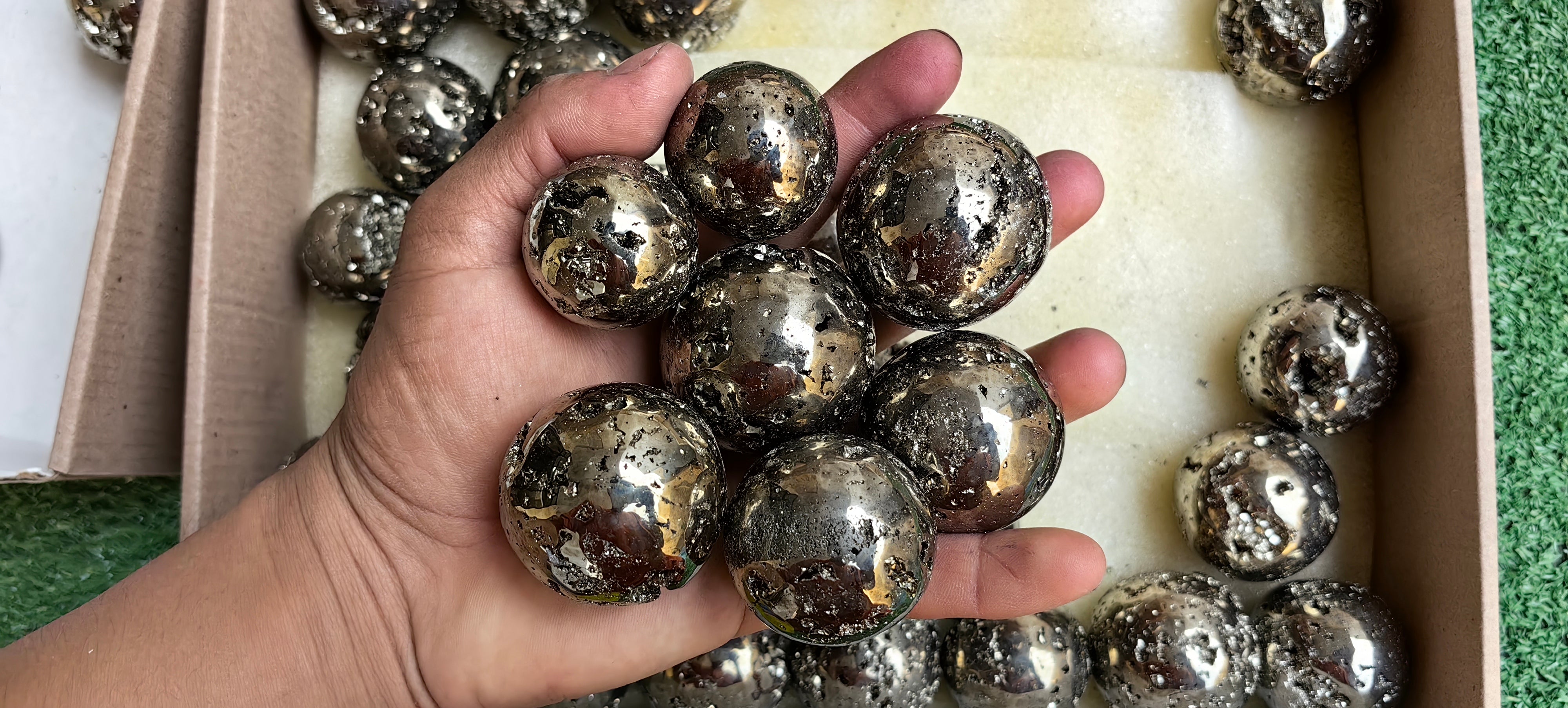 Lot 41 pcs  Pyrite Sphere