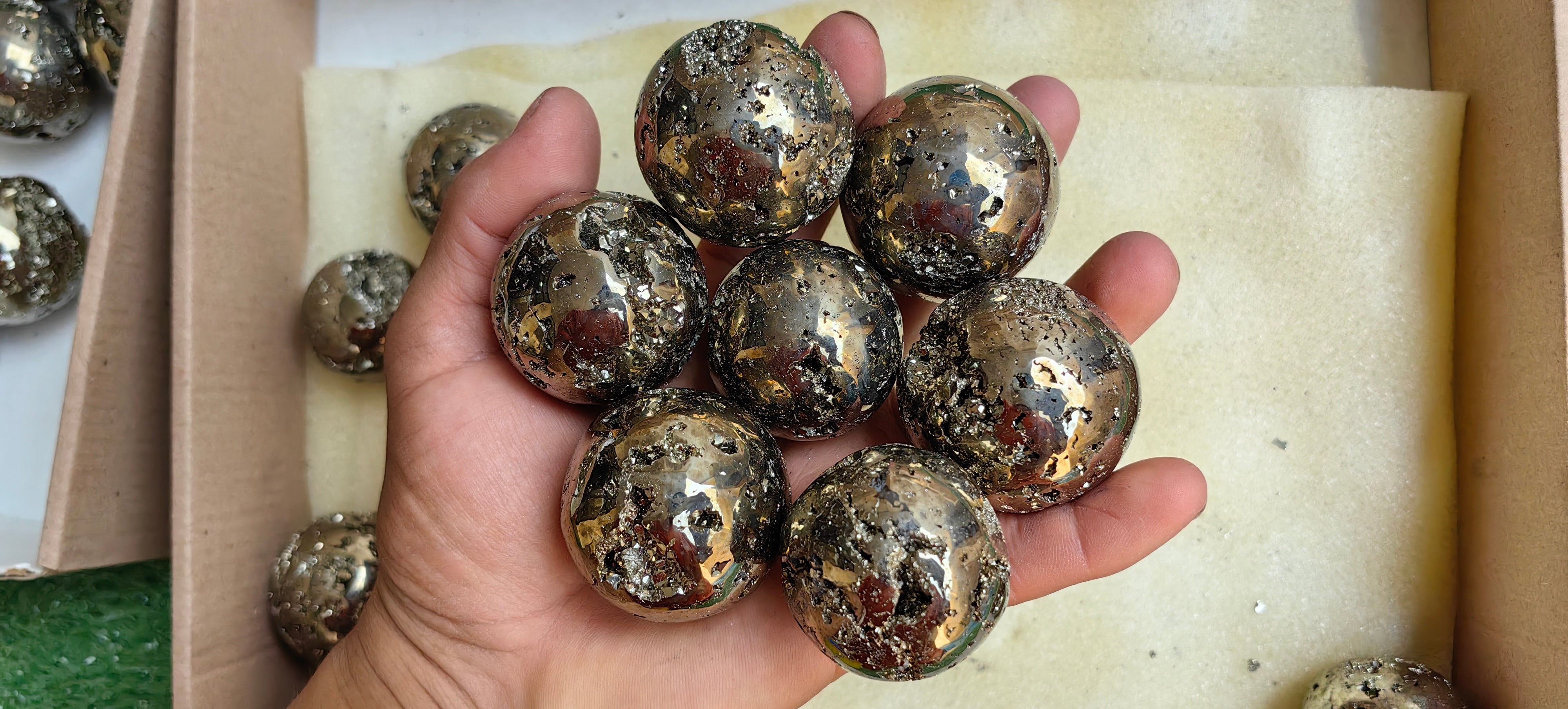 Lot 41 pcs  Pyrite Sphere