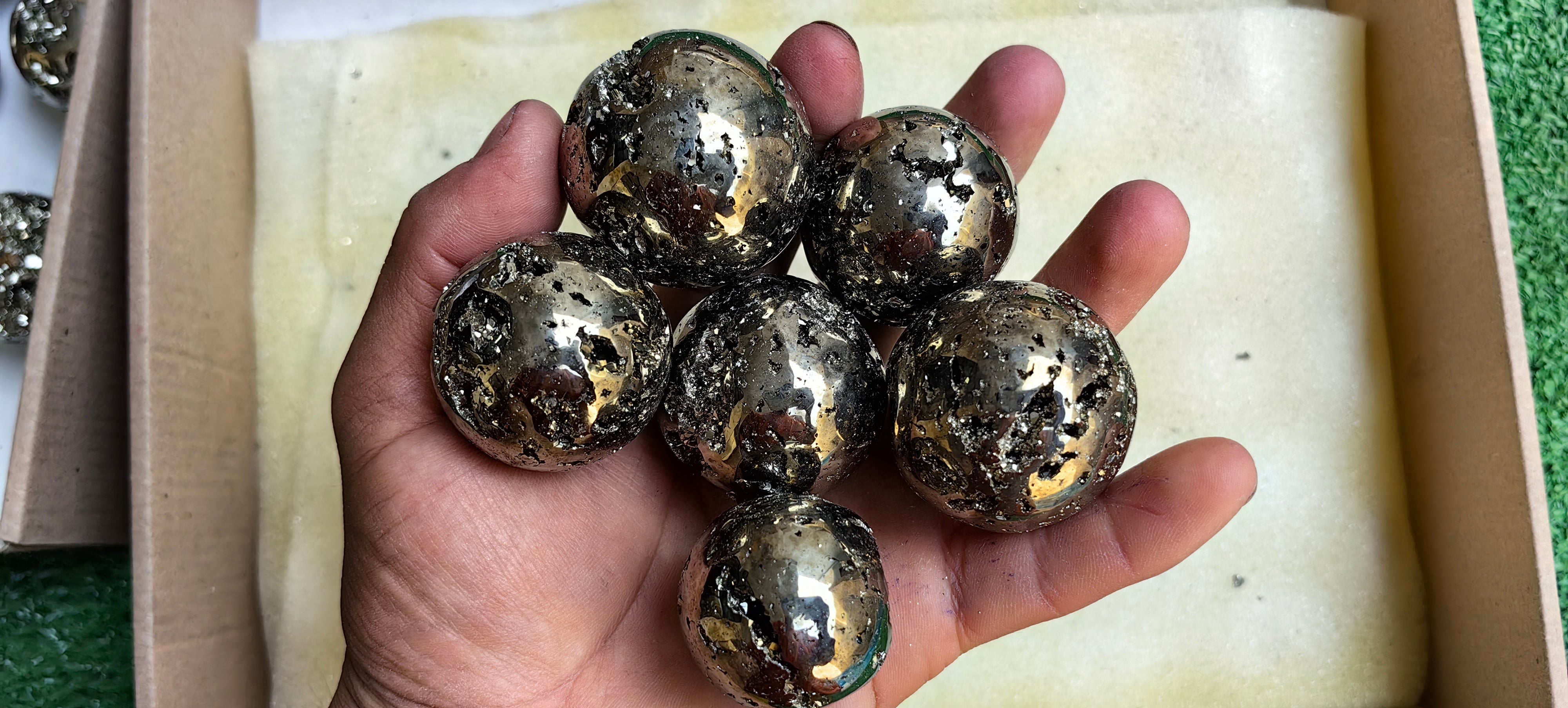 Lot 41 pcs  Pyrite Sphere