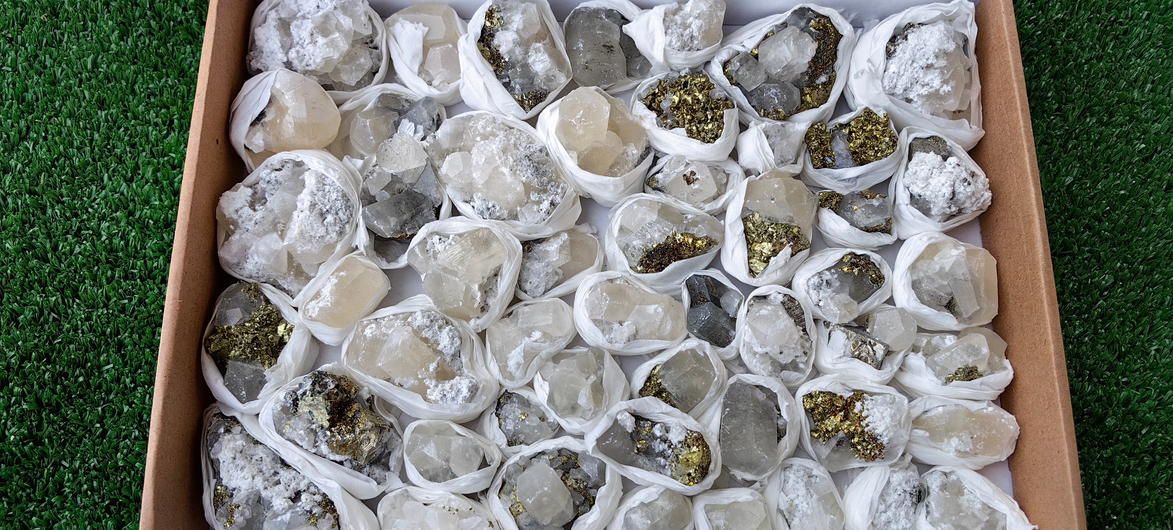 Lot 51 Pcs Pyrite with Calcite*