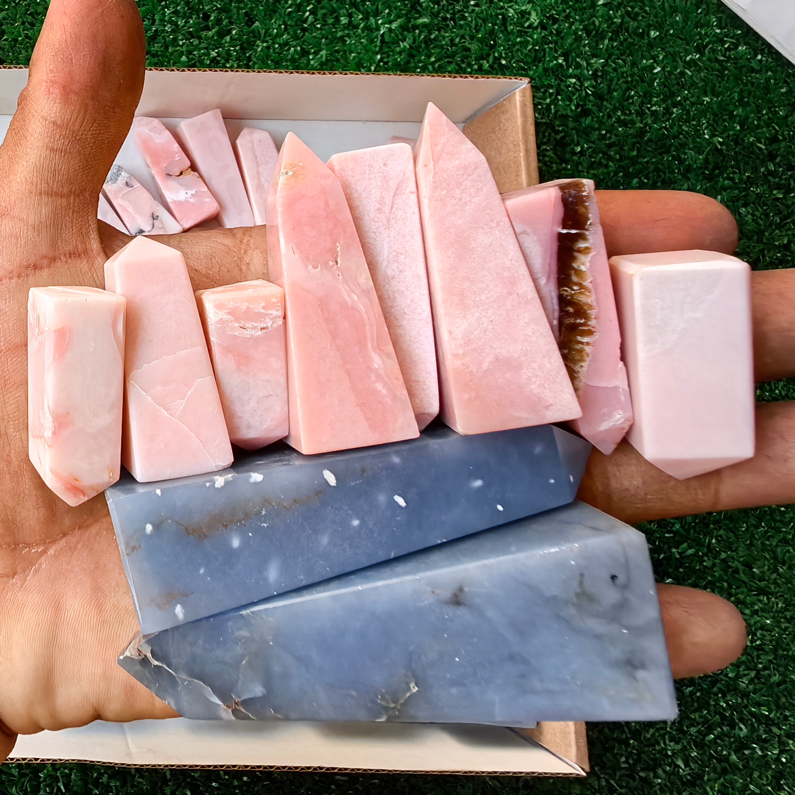 Lot 48 pcs Pink Opal / Angelite Tower*