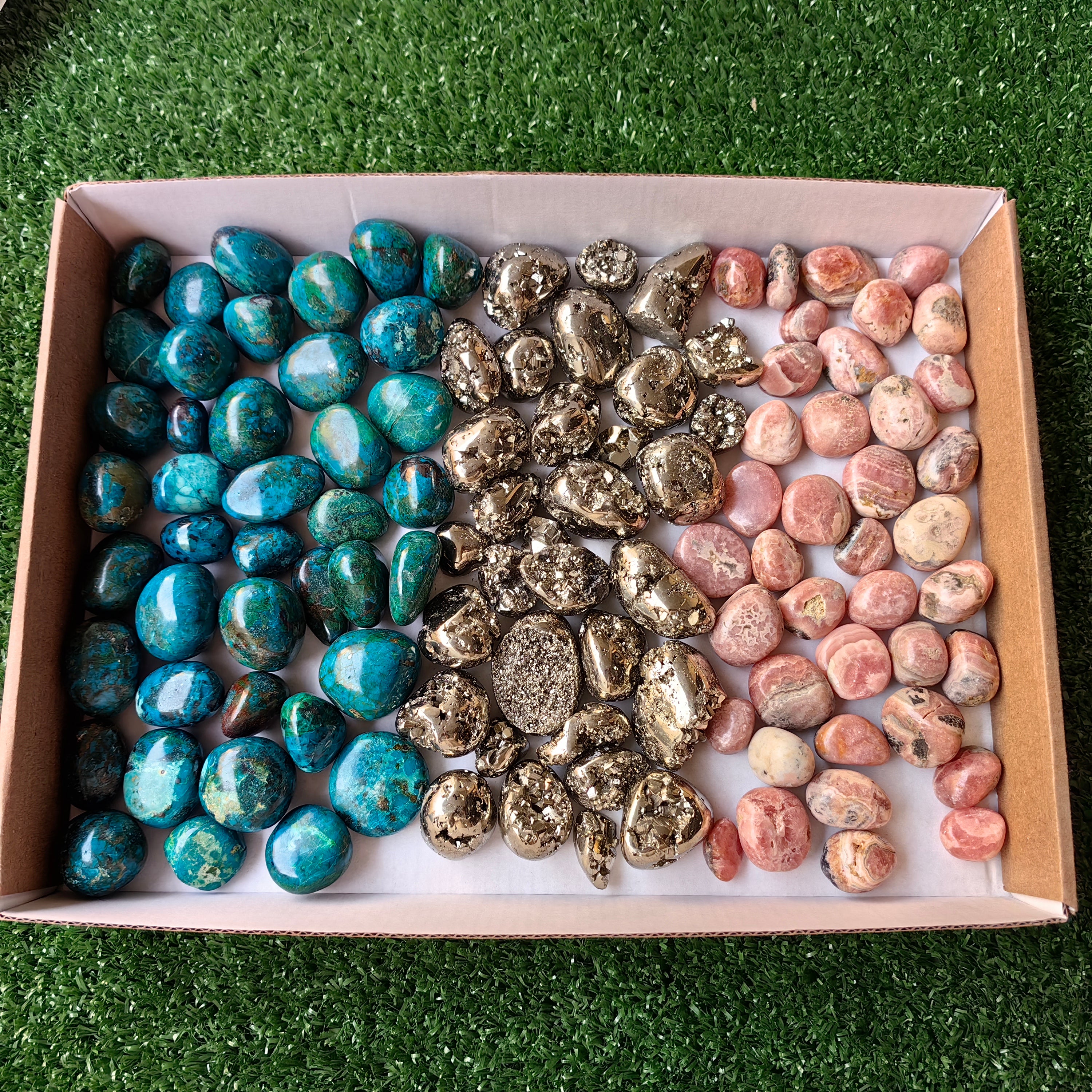 Tumbled Chrysocolla Pyrite Rhodochrosite