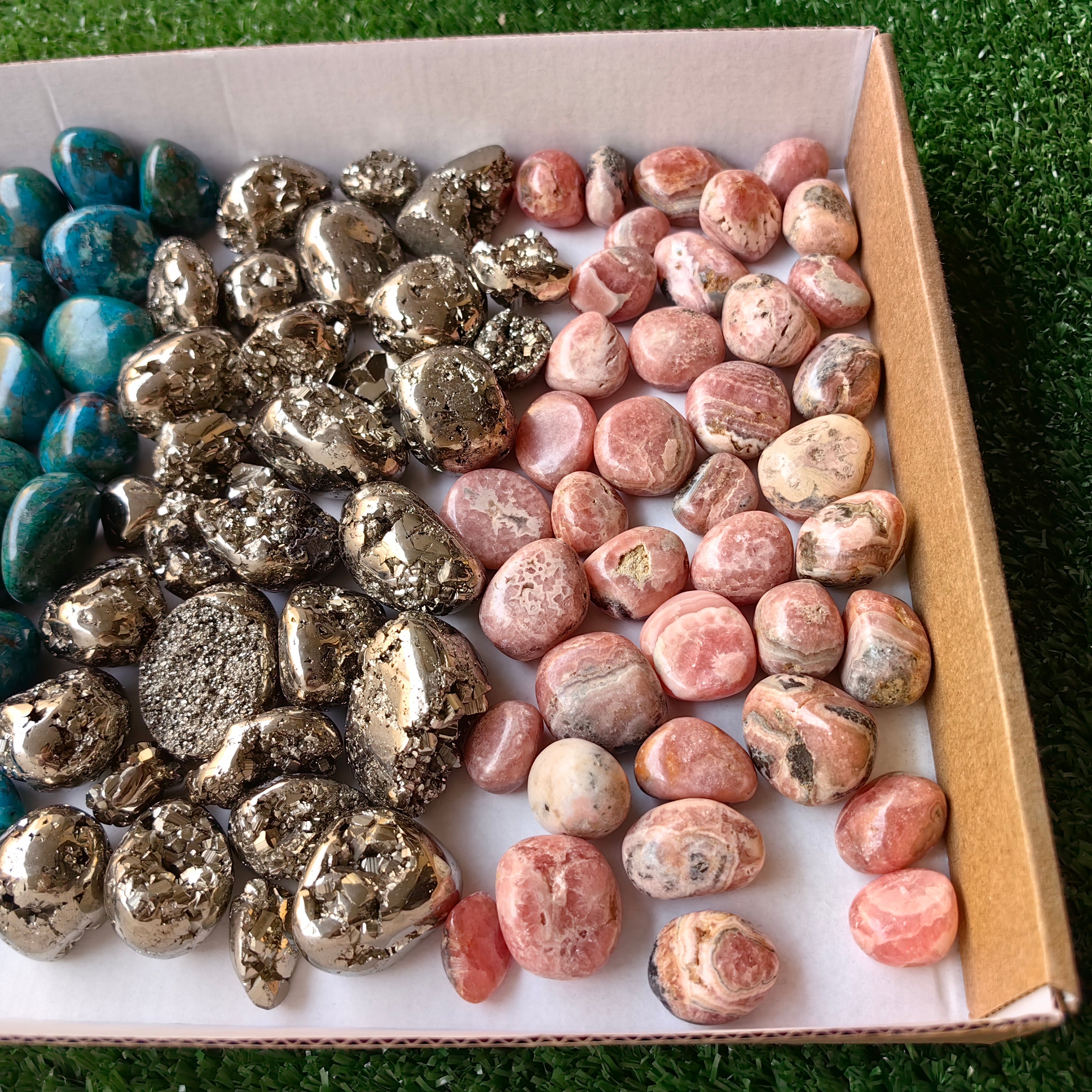 Tumbled Chrysocolla Pyrite Rhodochrosite