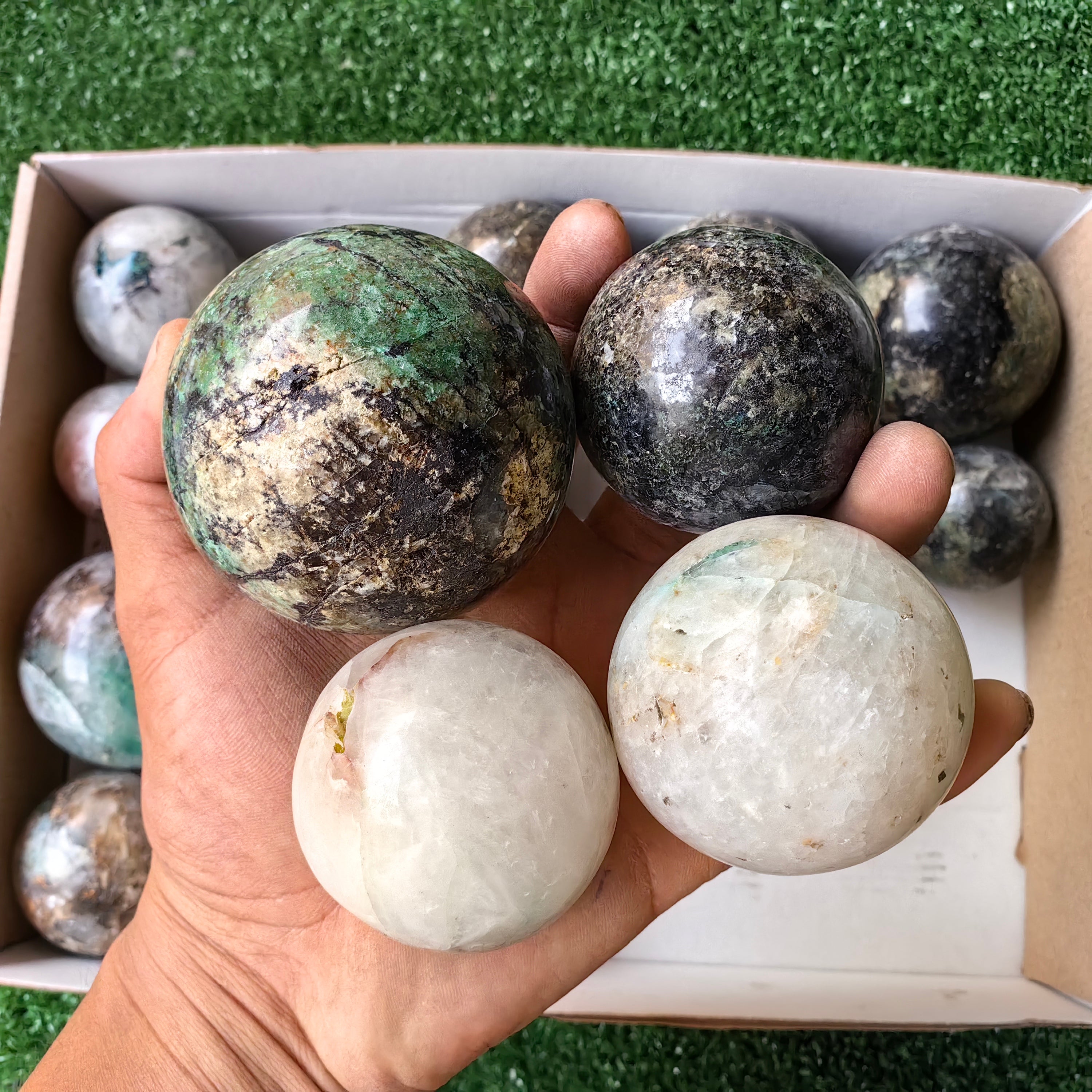 24 pcs Chrysocolla quartz sphere