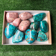 11 pcs free forms chrysocolla & rhodocrosite