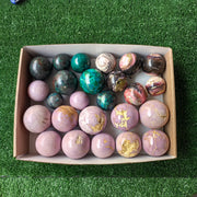 25 pcs spheres mixted phosphosiderite / chrysocolla / pink opal