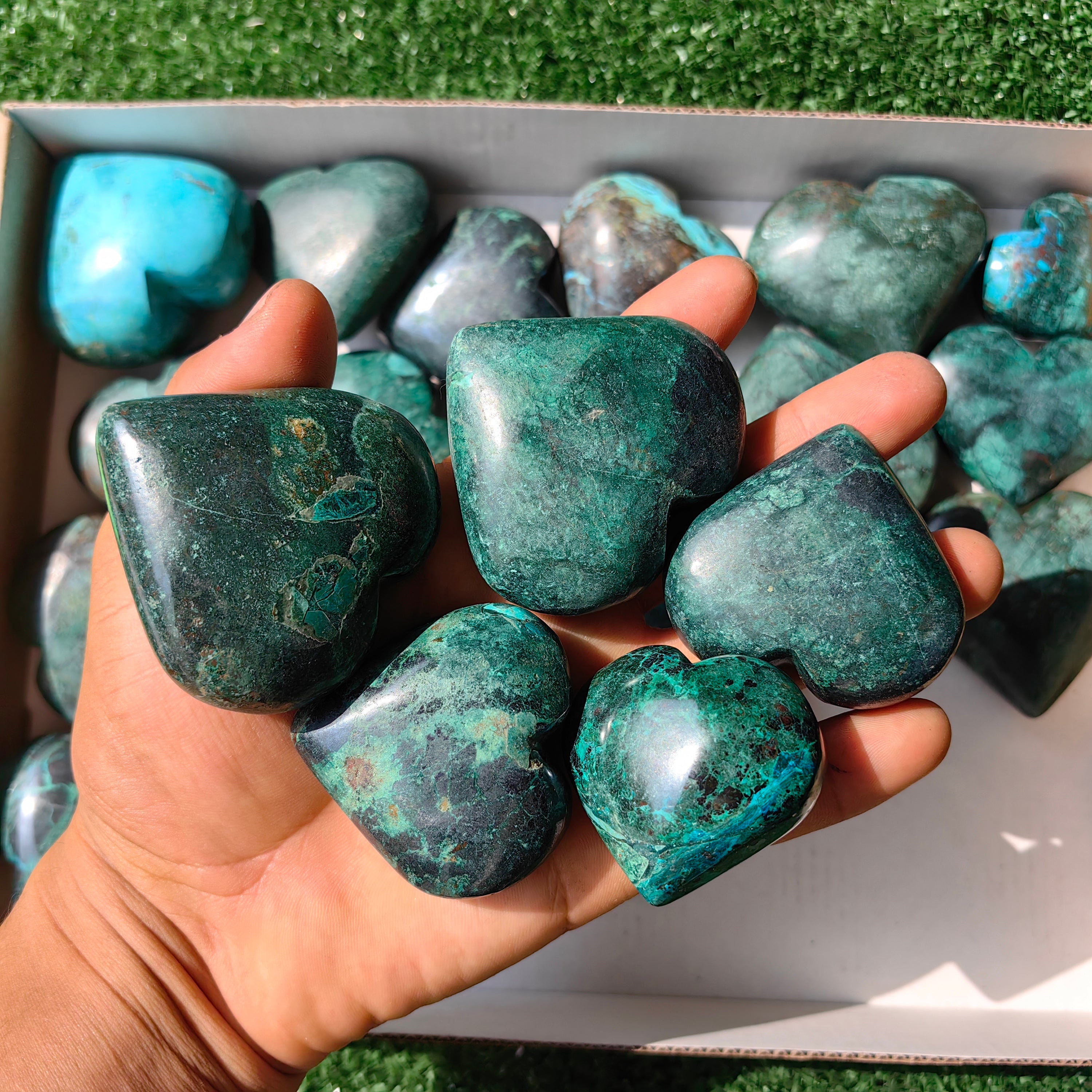 24 pc chrysocolla hearts