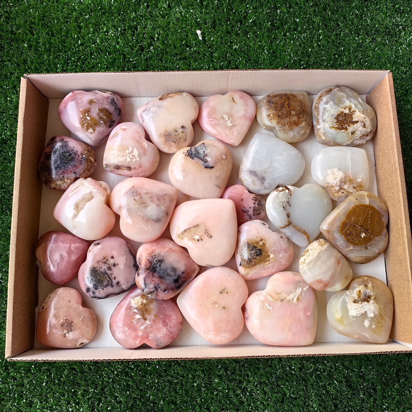 26 pc pink opal & blue opal hearts