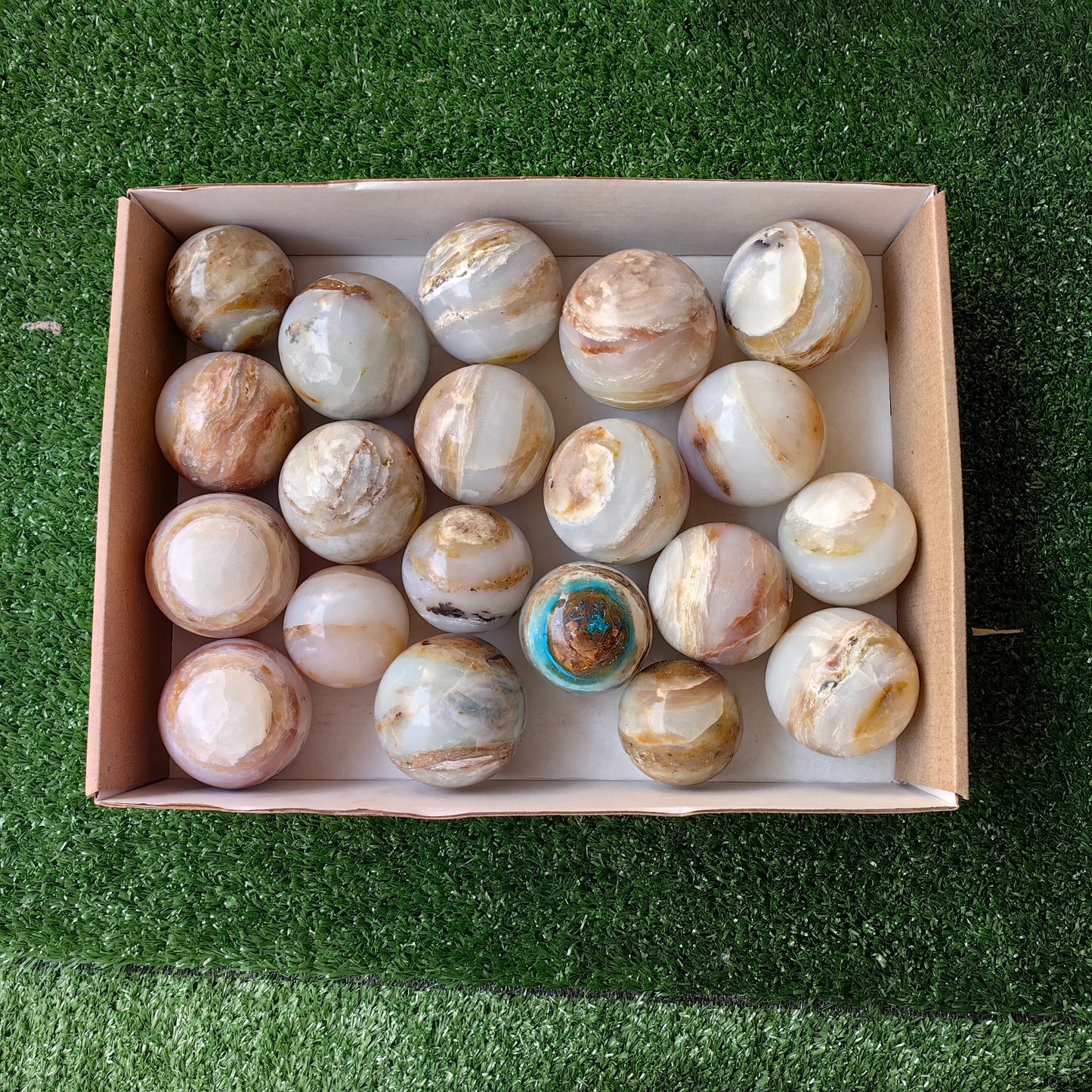 20 pc blue opal spheres