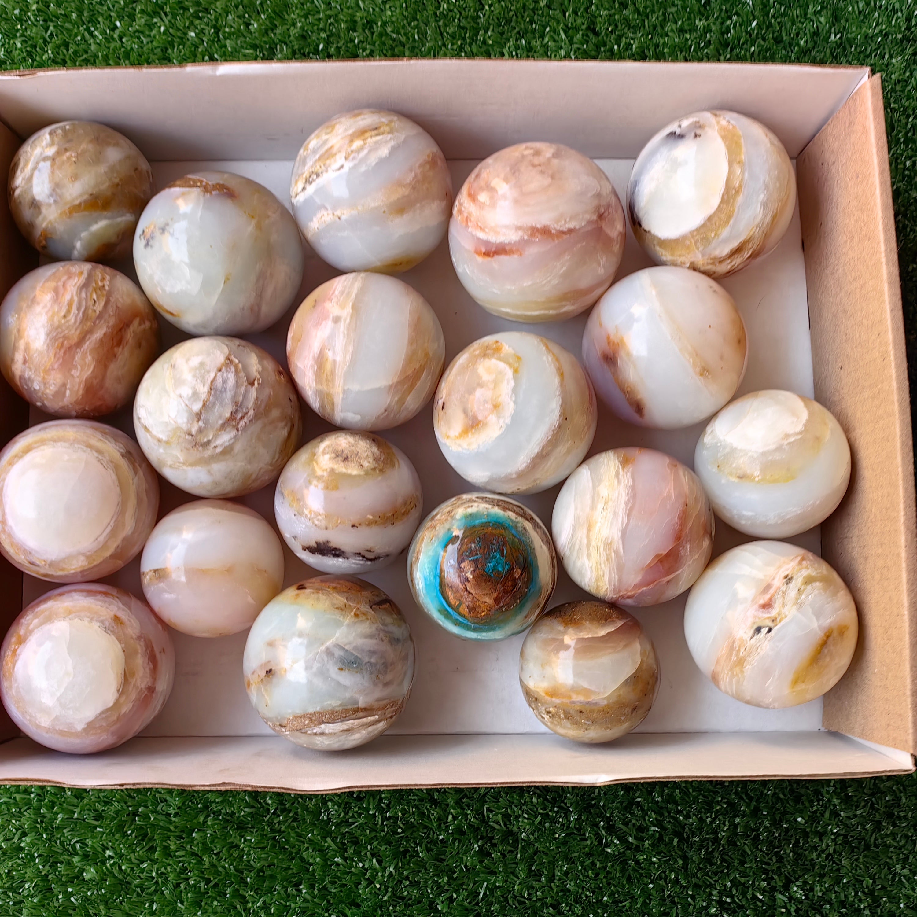 20 pc blue opal spheres