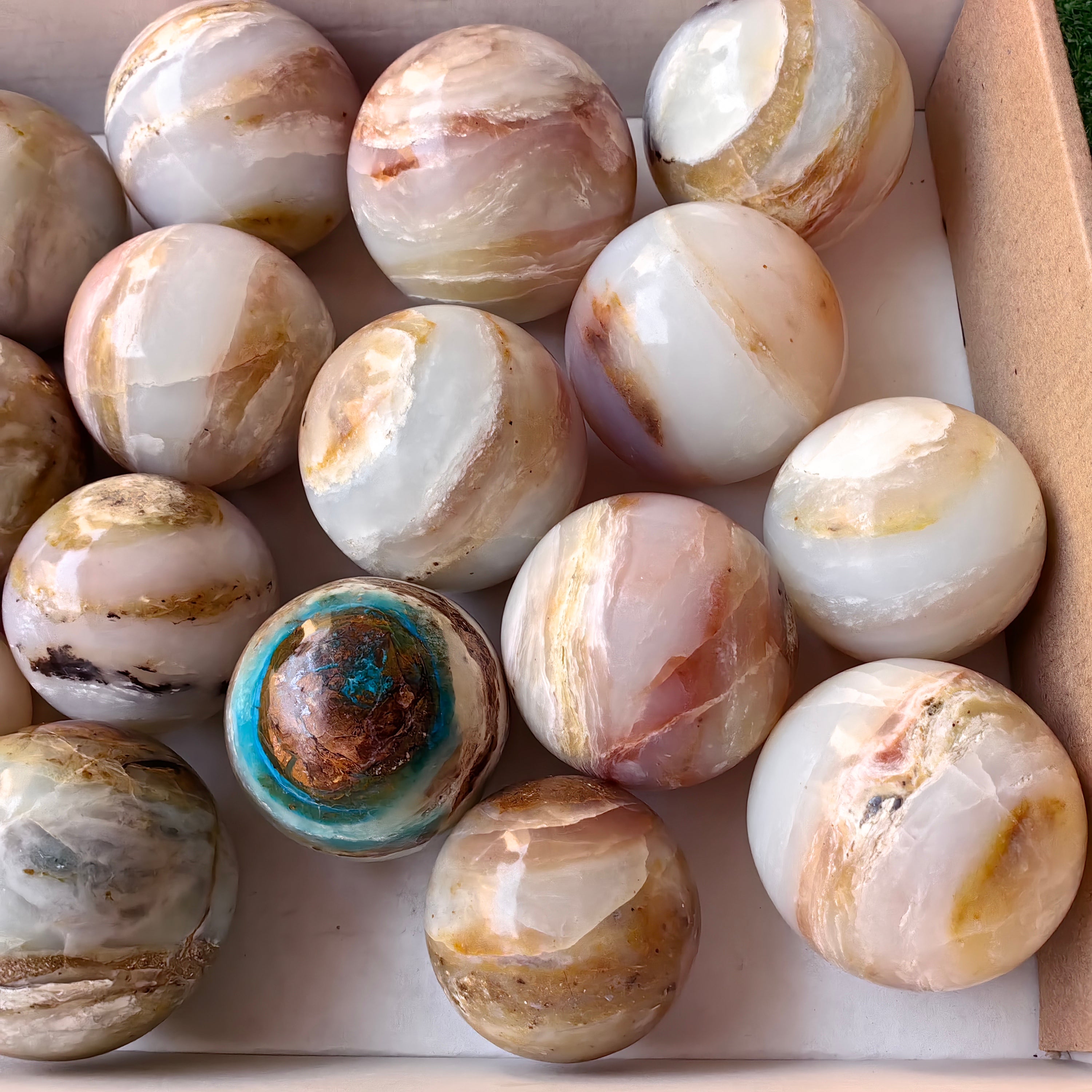 20 pc blue opal spheres