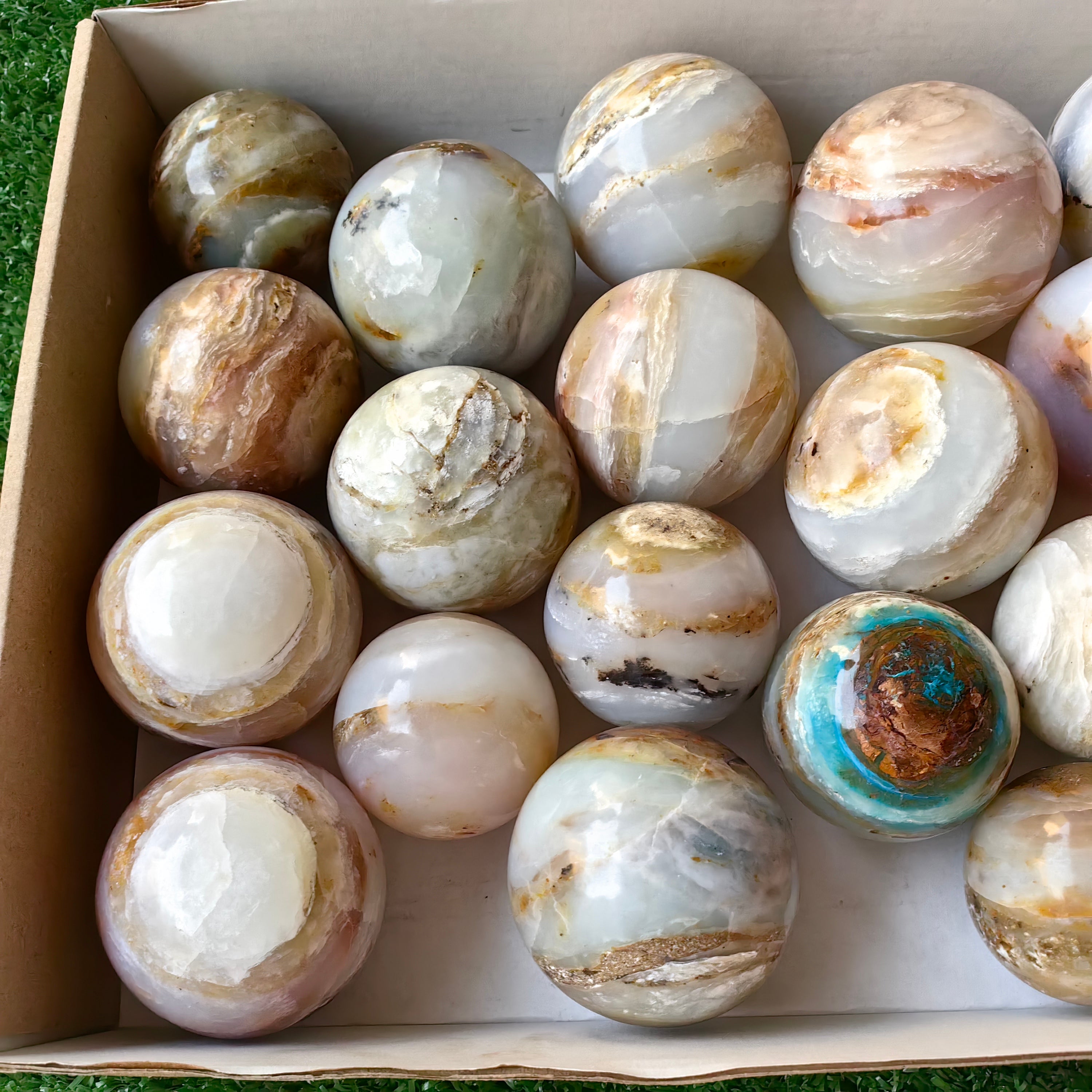 20 pc blue opal spheres