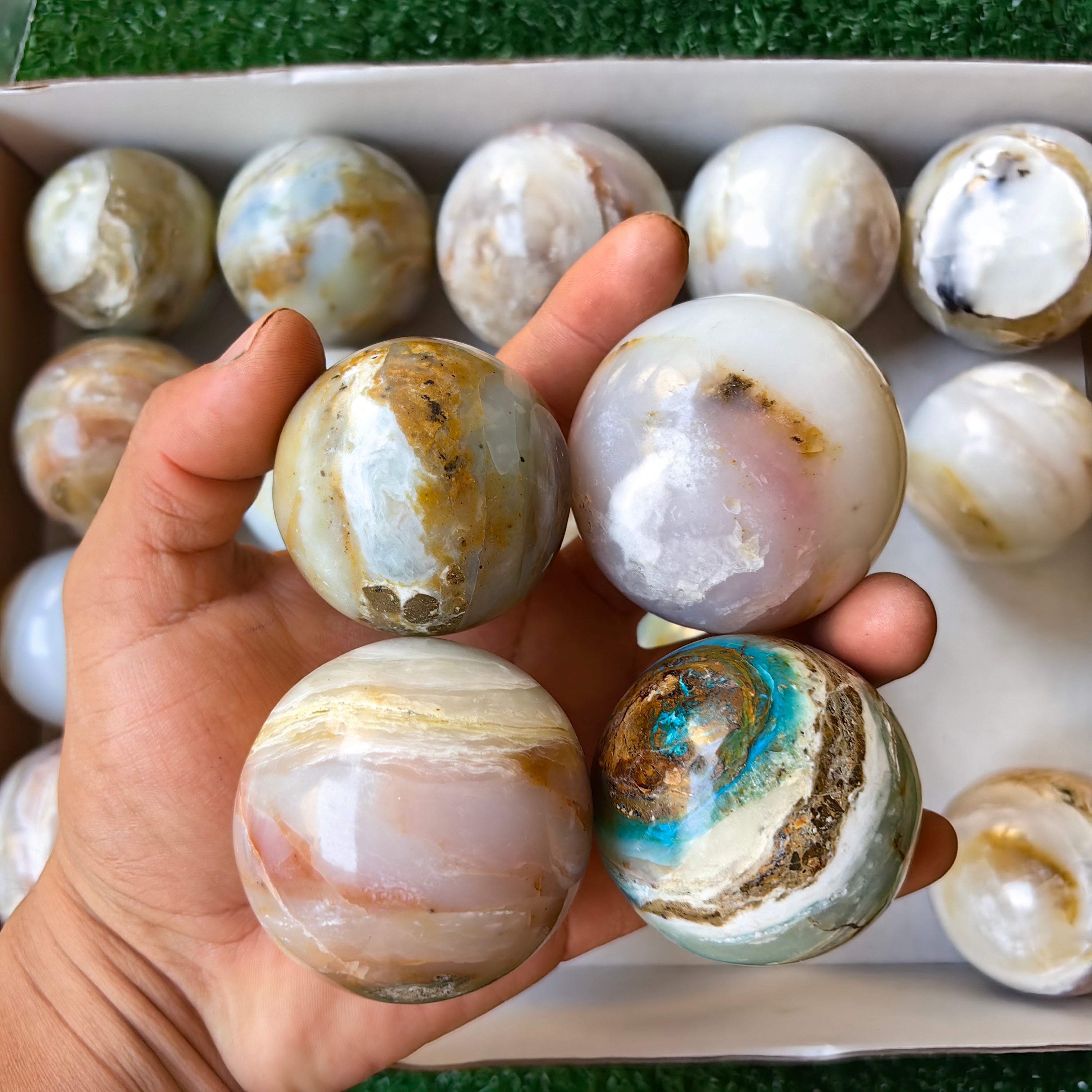 20 pc blue opal spheres