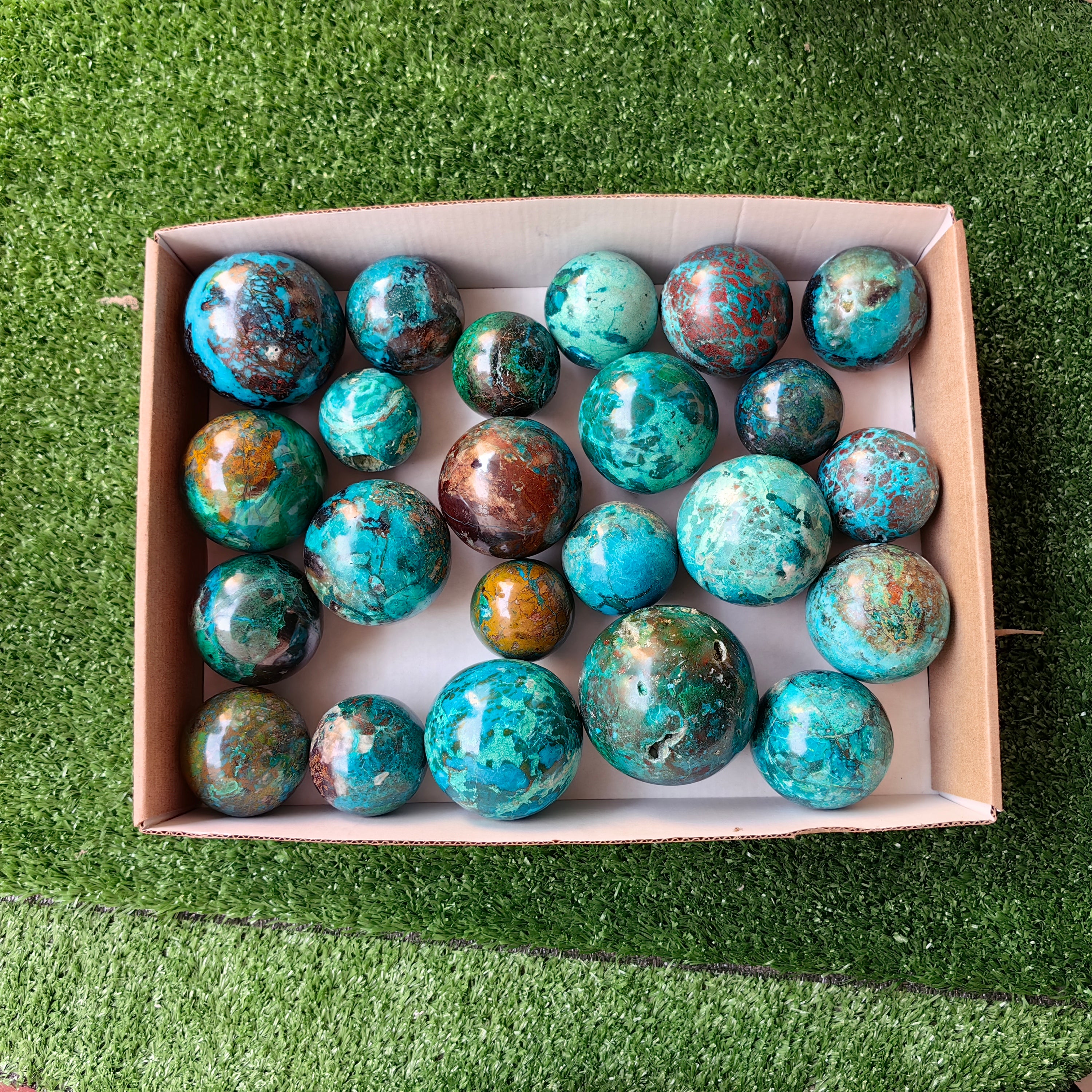 23 pc chrysocolla spheres