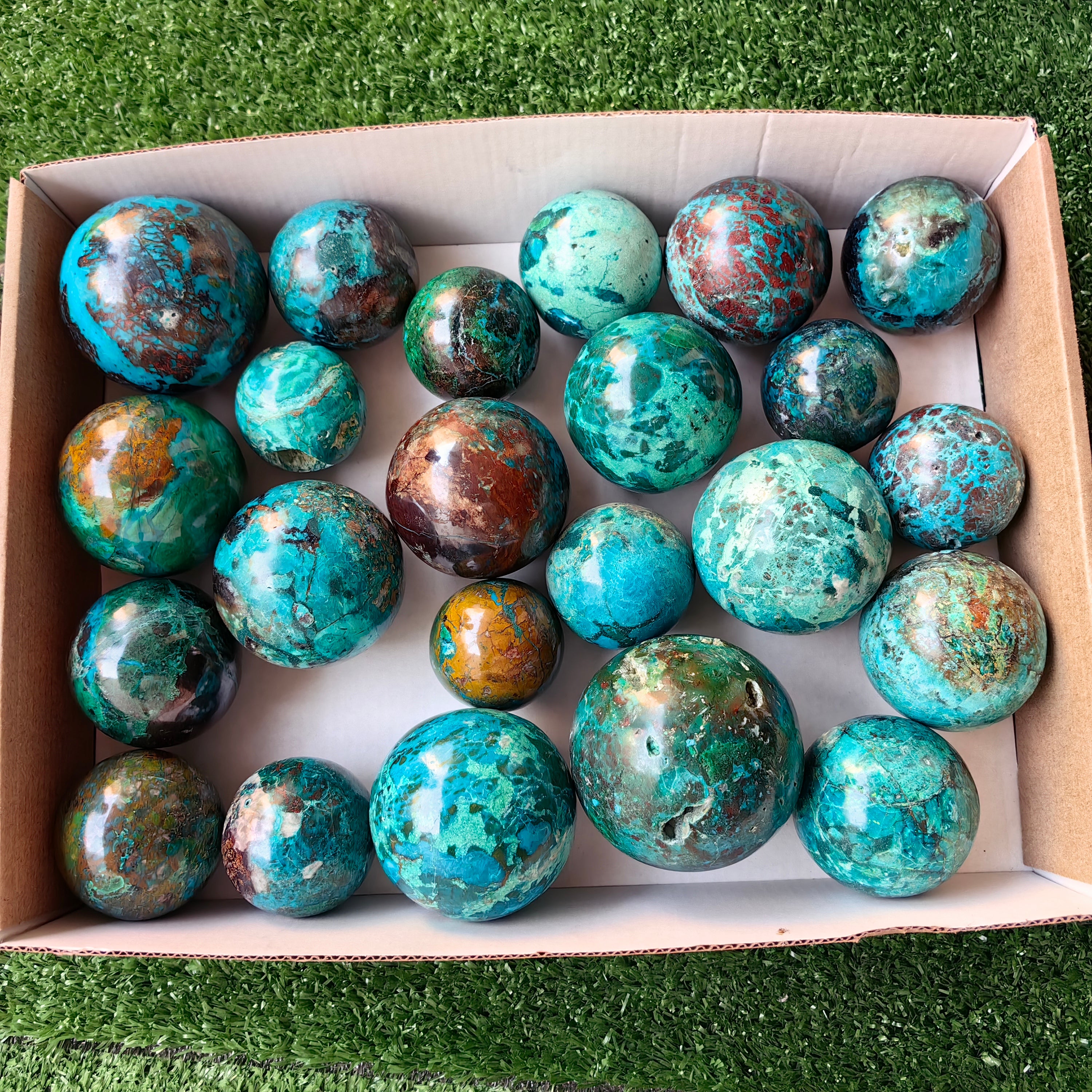 23 pc chrysocolla spheres