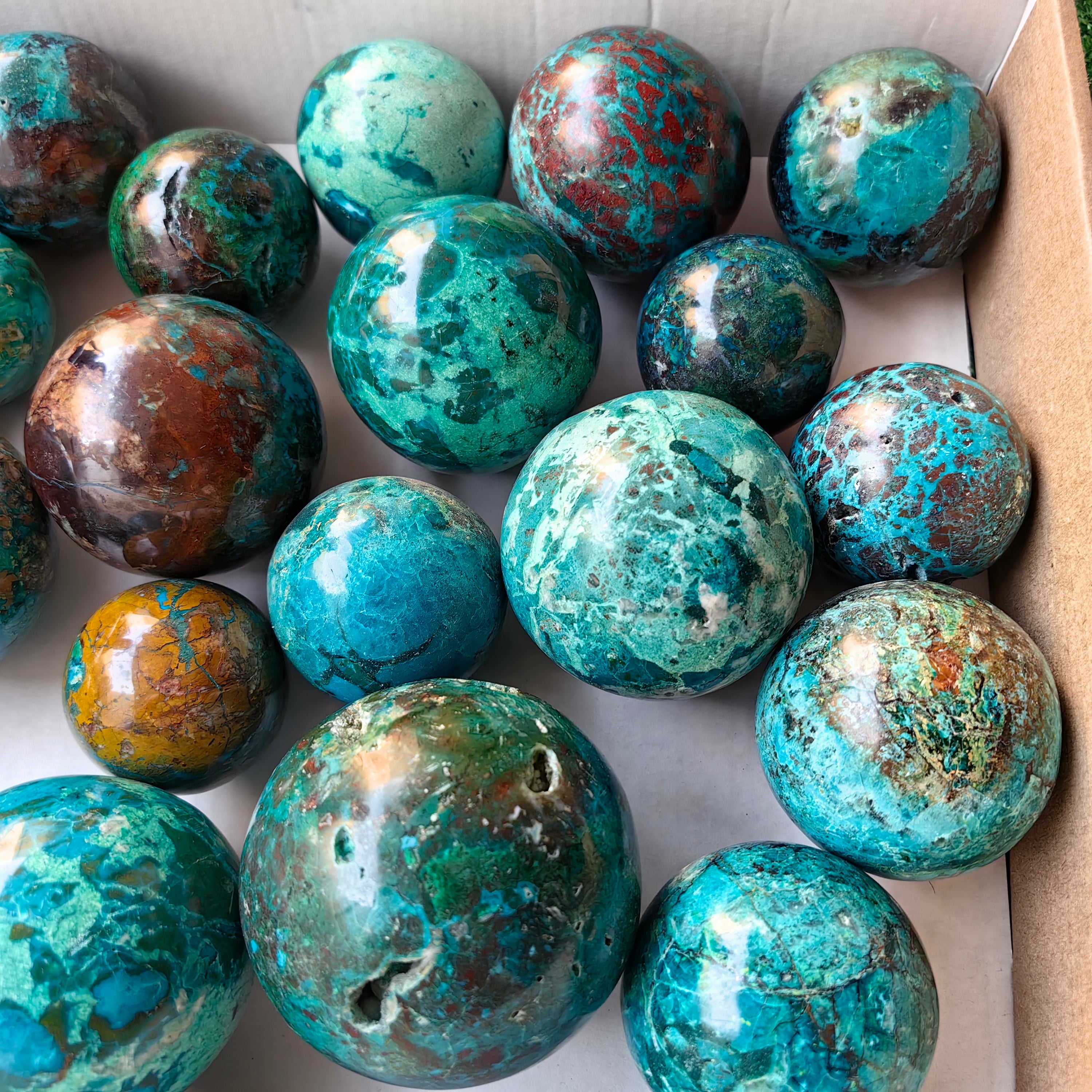 23 pc chrysocolla spheres