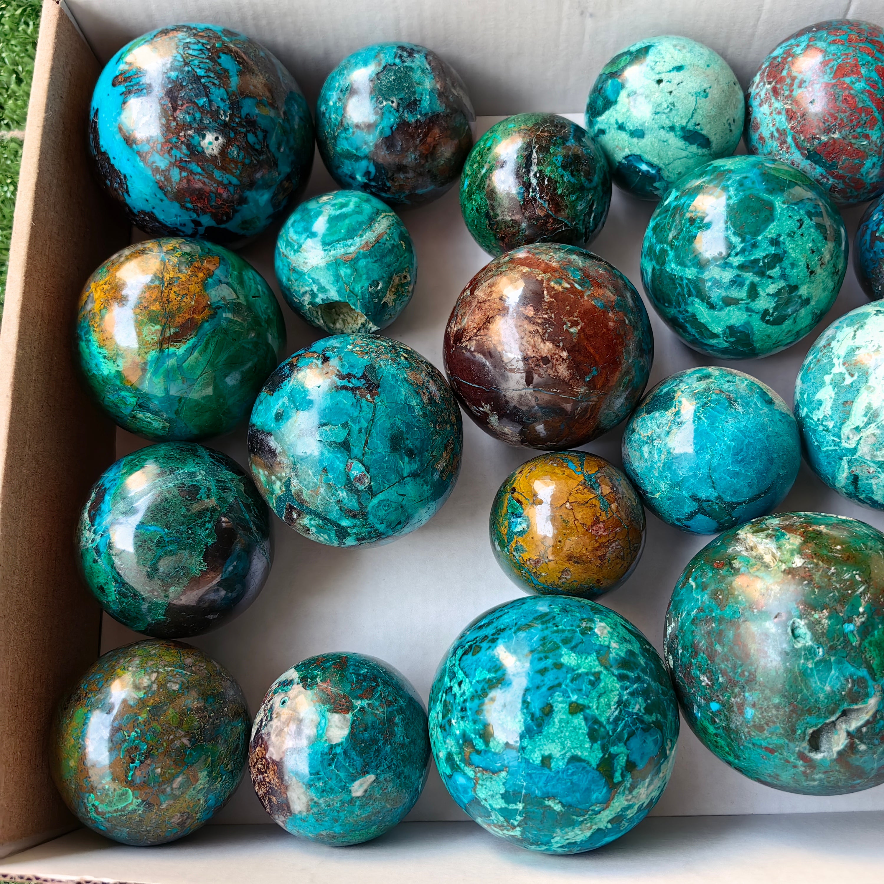 23 pc chrysocolla spheres