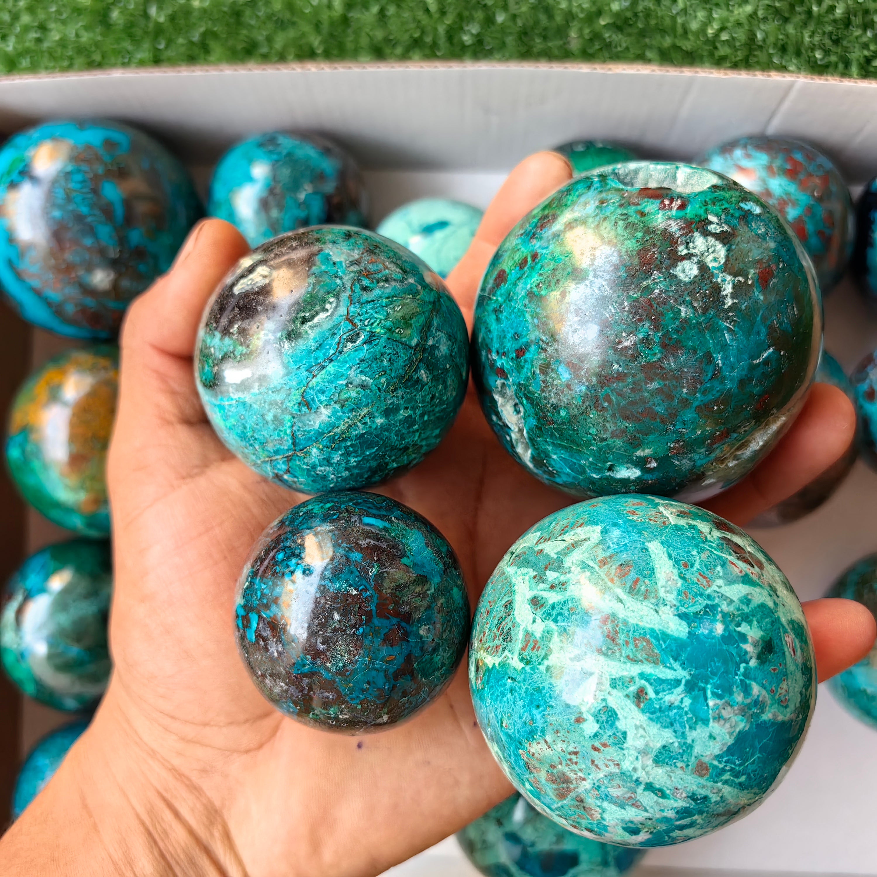 23 pc chrysocolla spheres