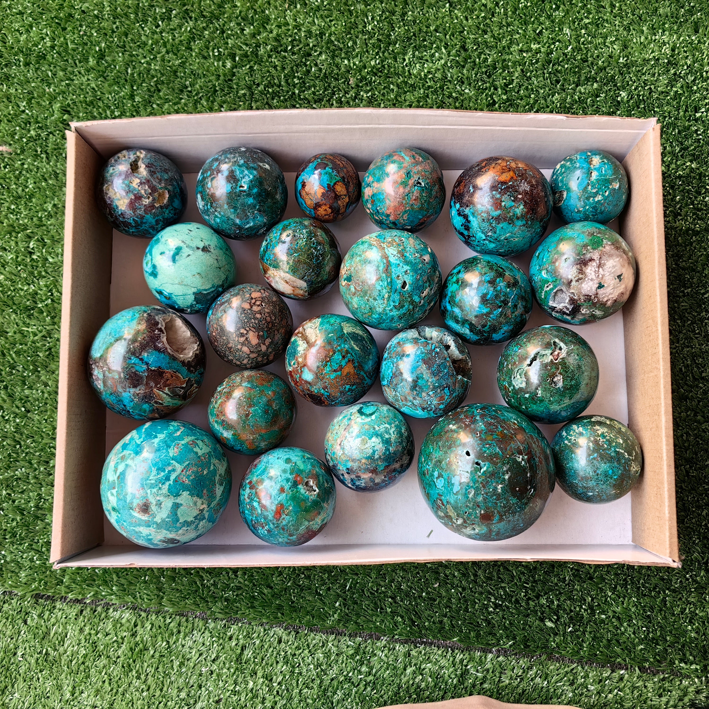 22 pc chrysocolla spheres