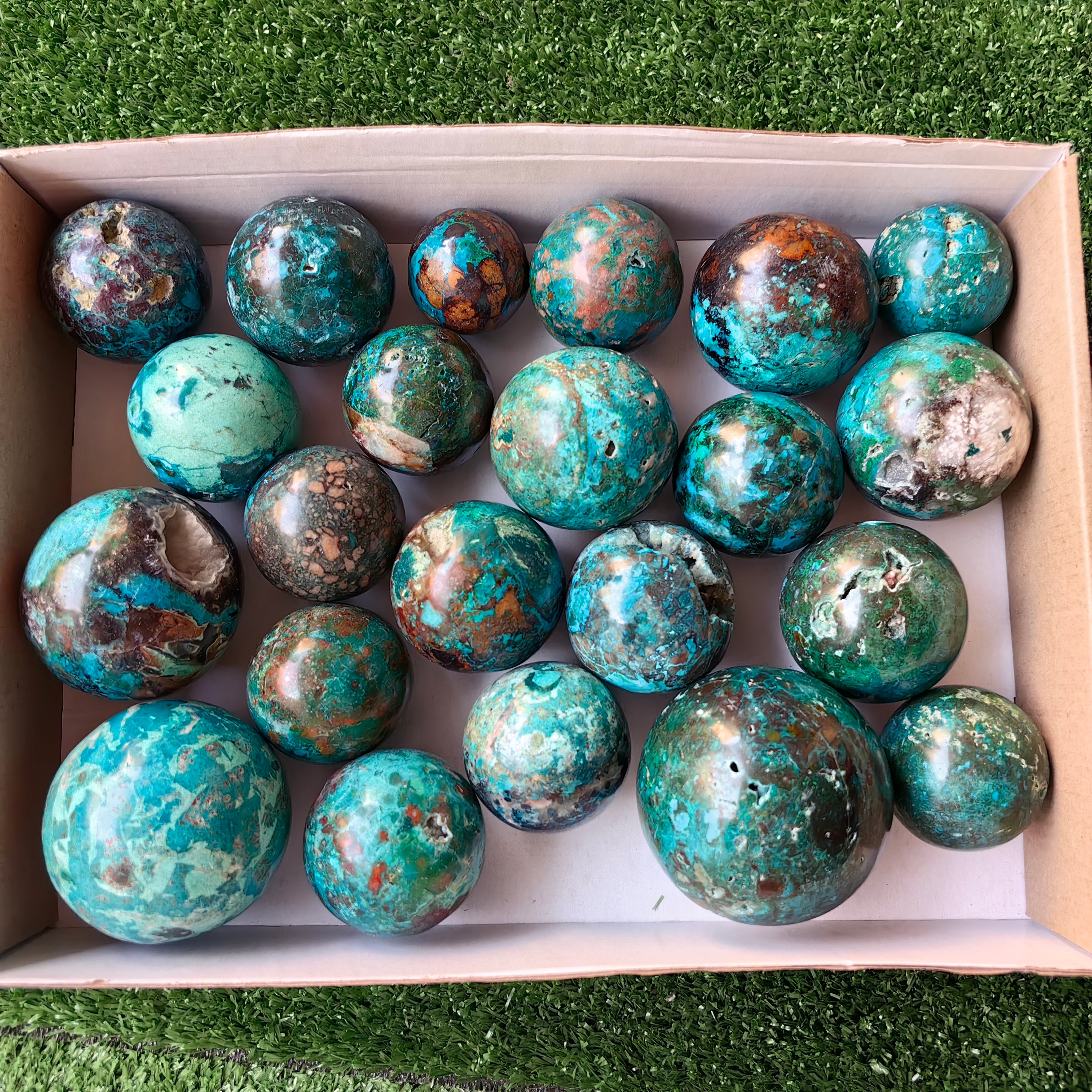 22 pc chrysocolla spheres