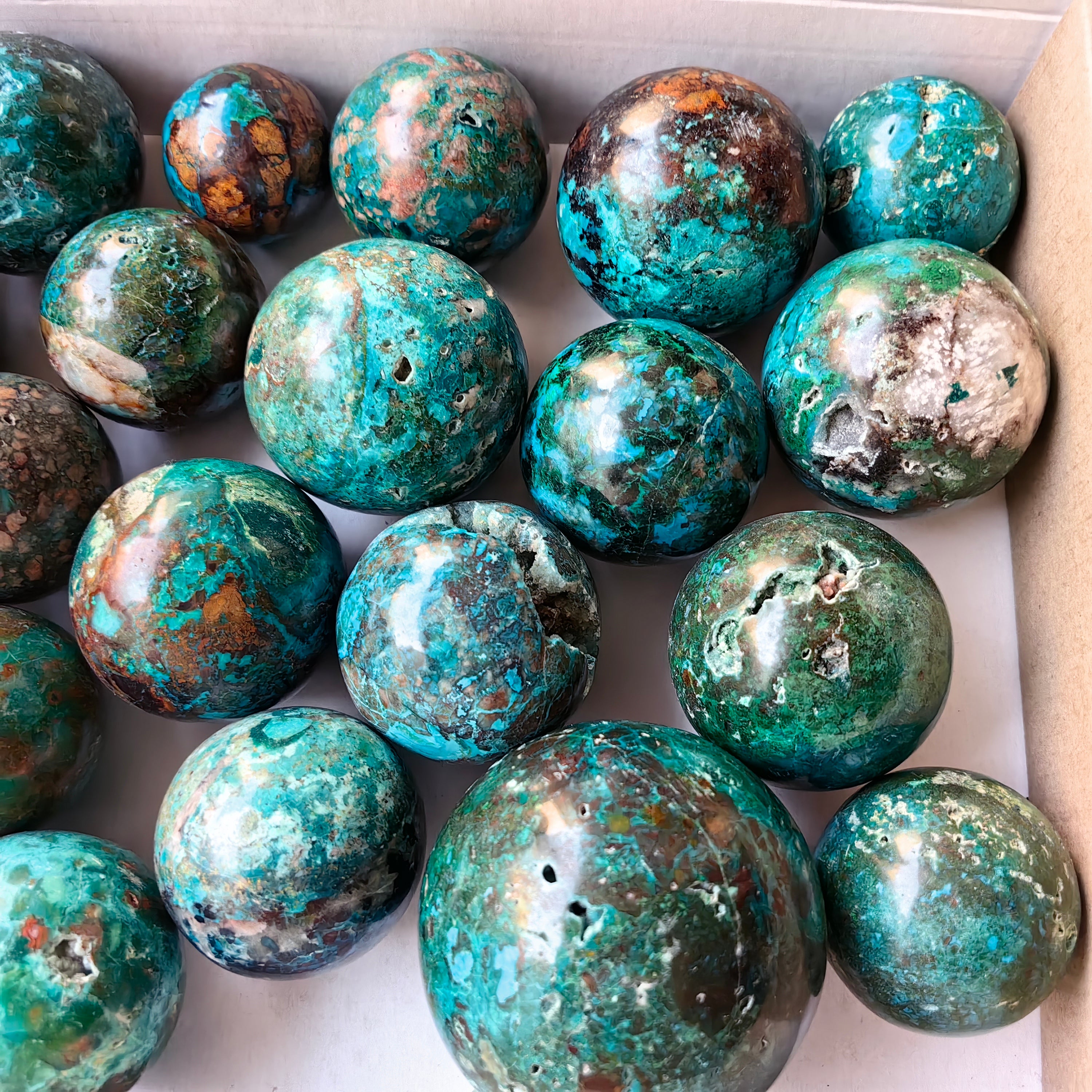 22 pc chrysocolla spheres