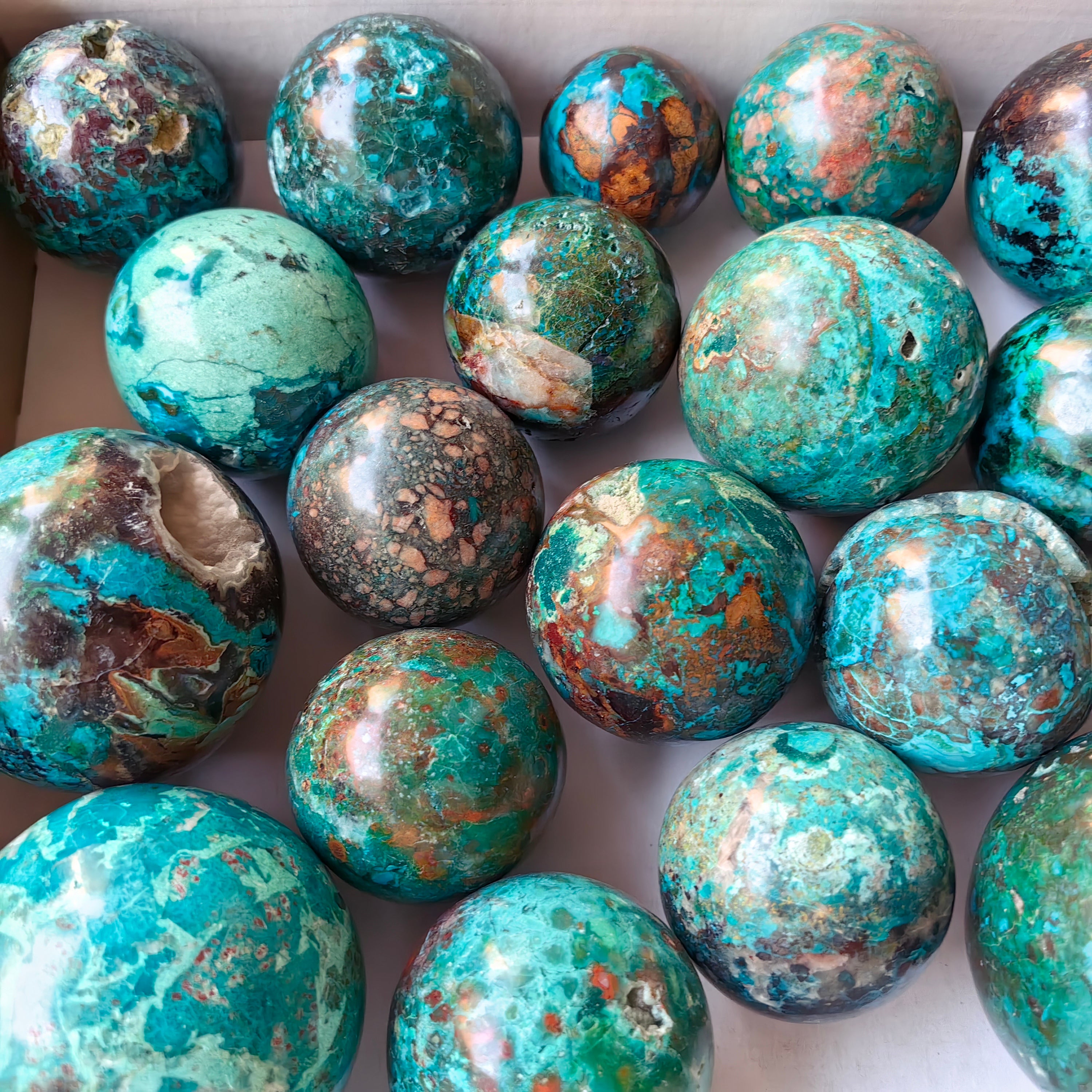 22 pc chrysocolla spheres
