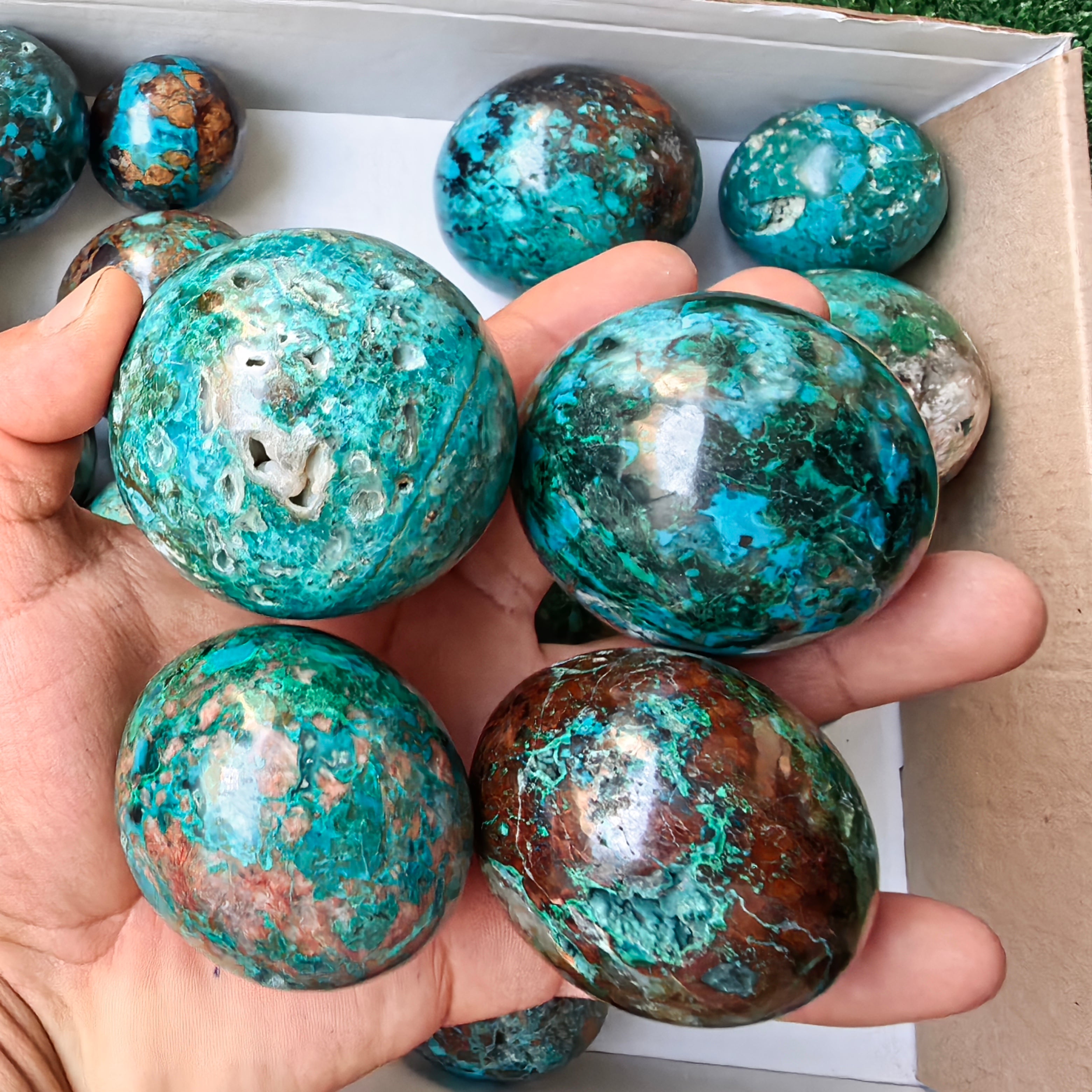 22 pc chrysocolla spheres