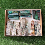 21 pc chrysocolla quartz & chrysocolla towers