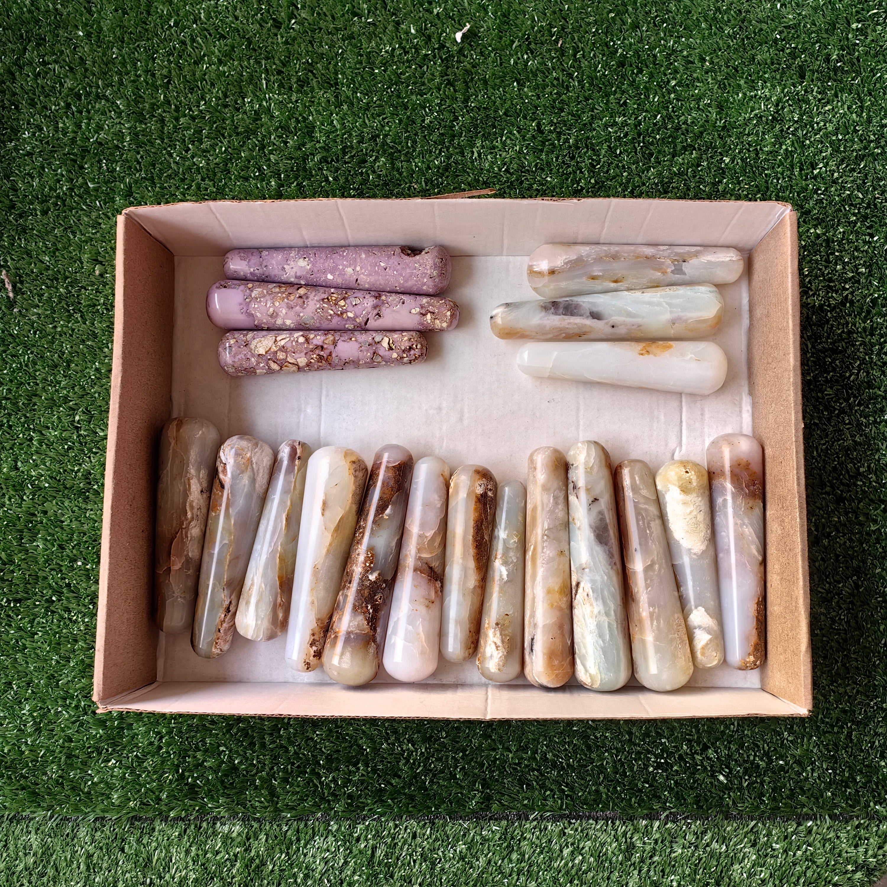 19 pc phosphosiderite & blue opal wands massage