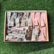 24 pc chrysocolla quartz & rhodonite towers