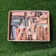 25 pink opal, angelite  & rhodonite towers