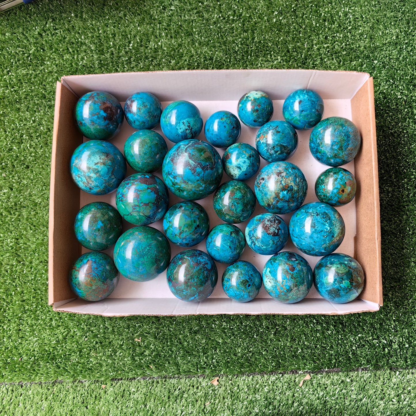 27 pc chrysocolla spheres