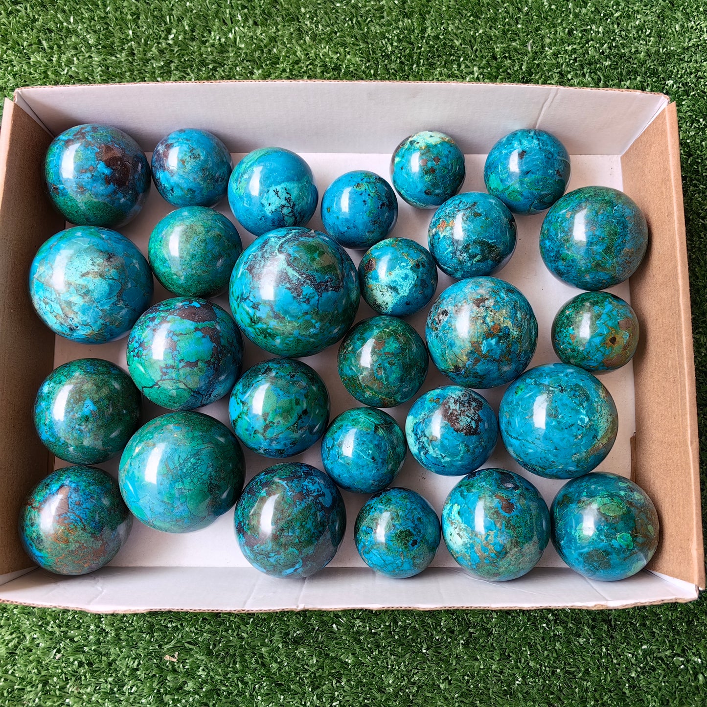 27 pc chrysocolla spheres