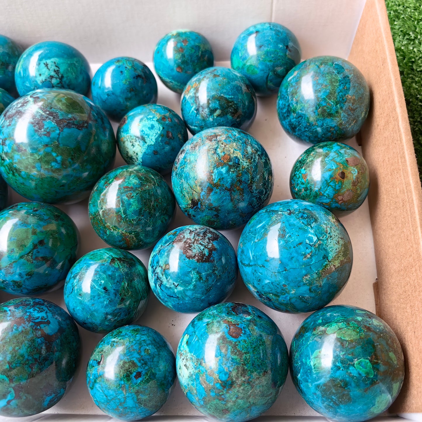 27 pc chrysocolla spheres
