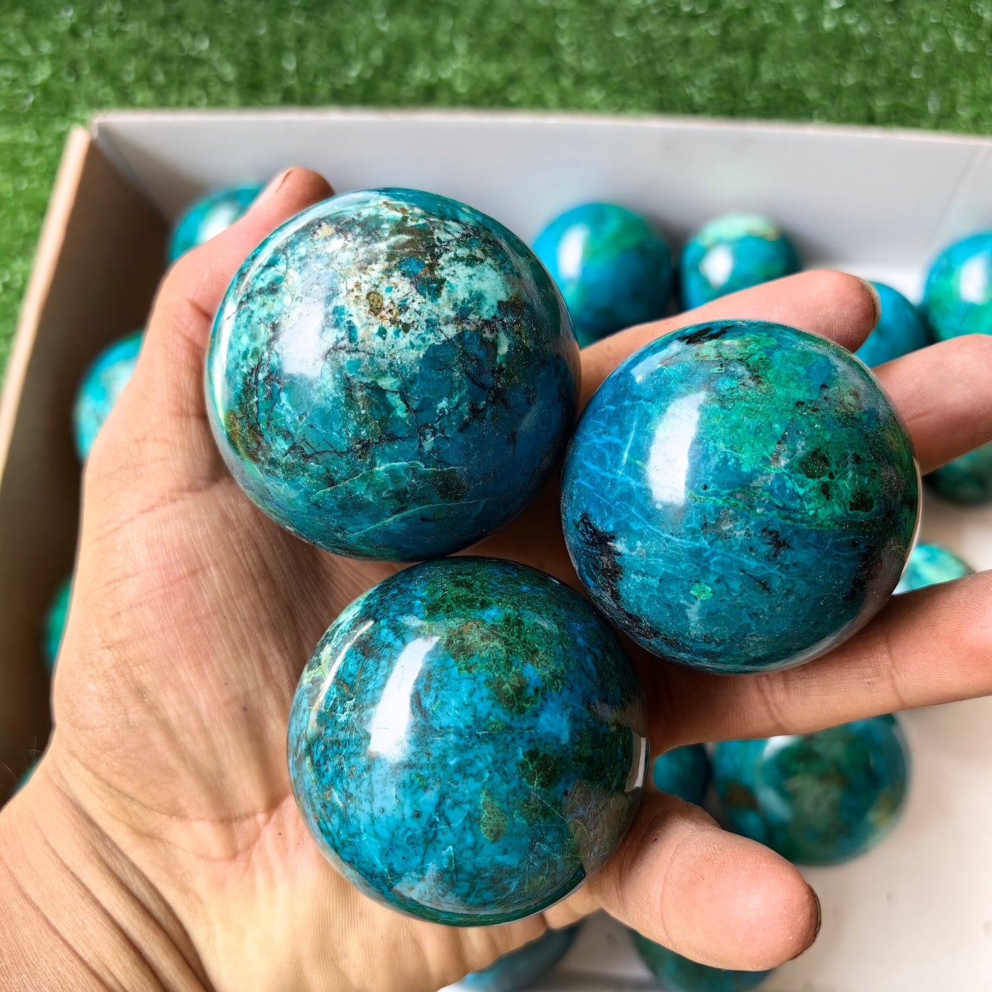 27 pc chrysocolla spheres