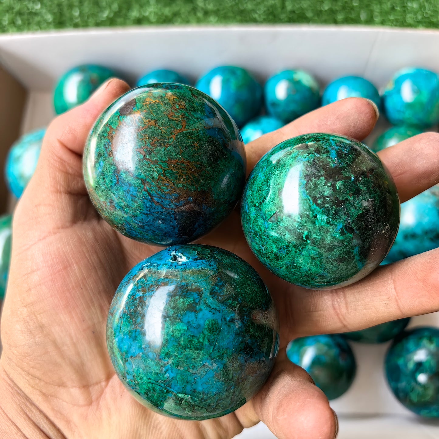 27 pc chrysocolla spheres