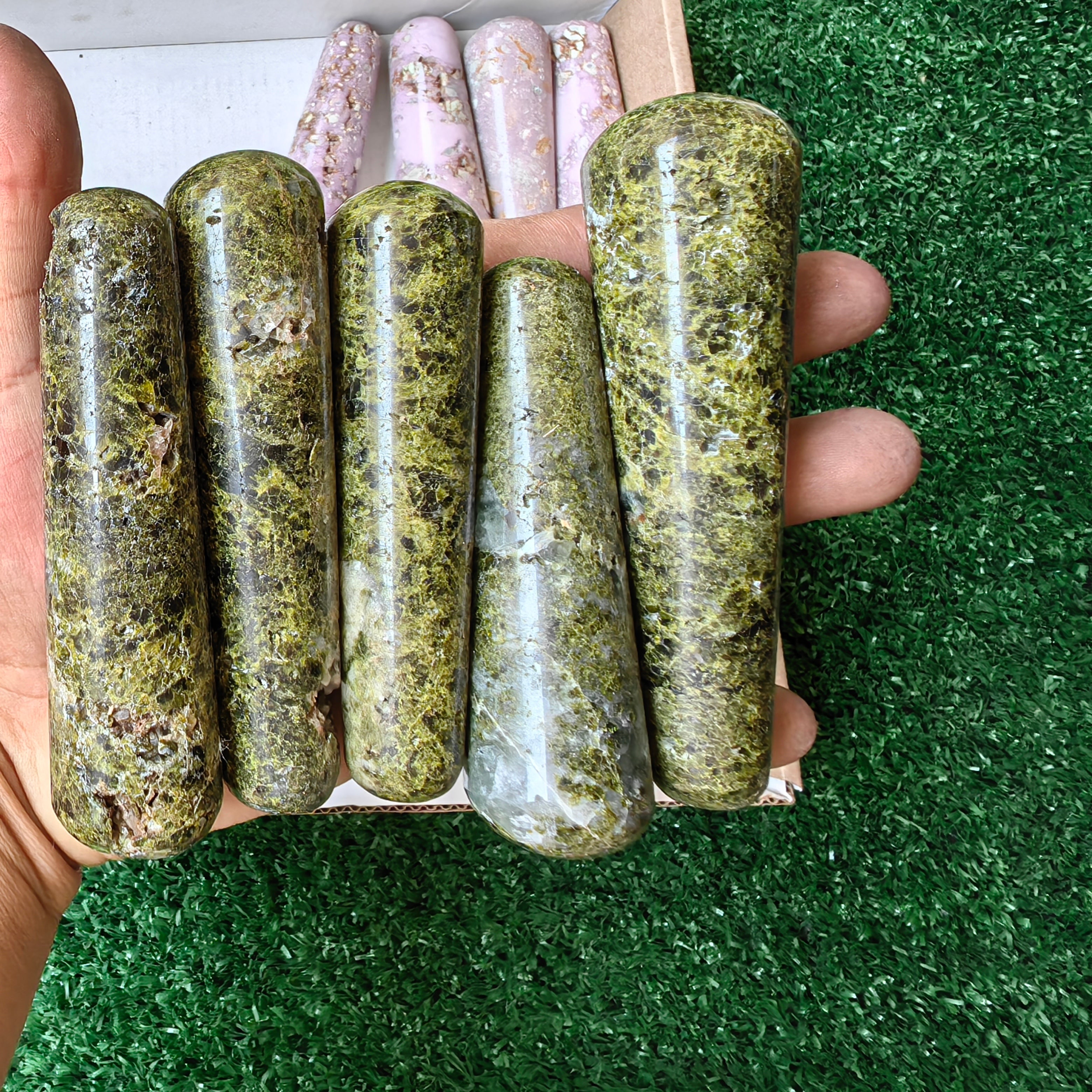 26 pc epidote & phosphosiderite wands