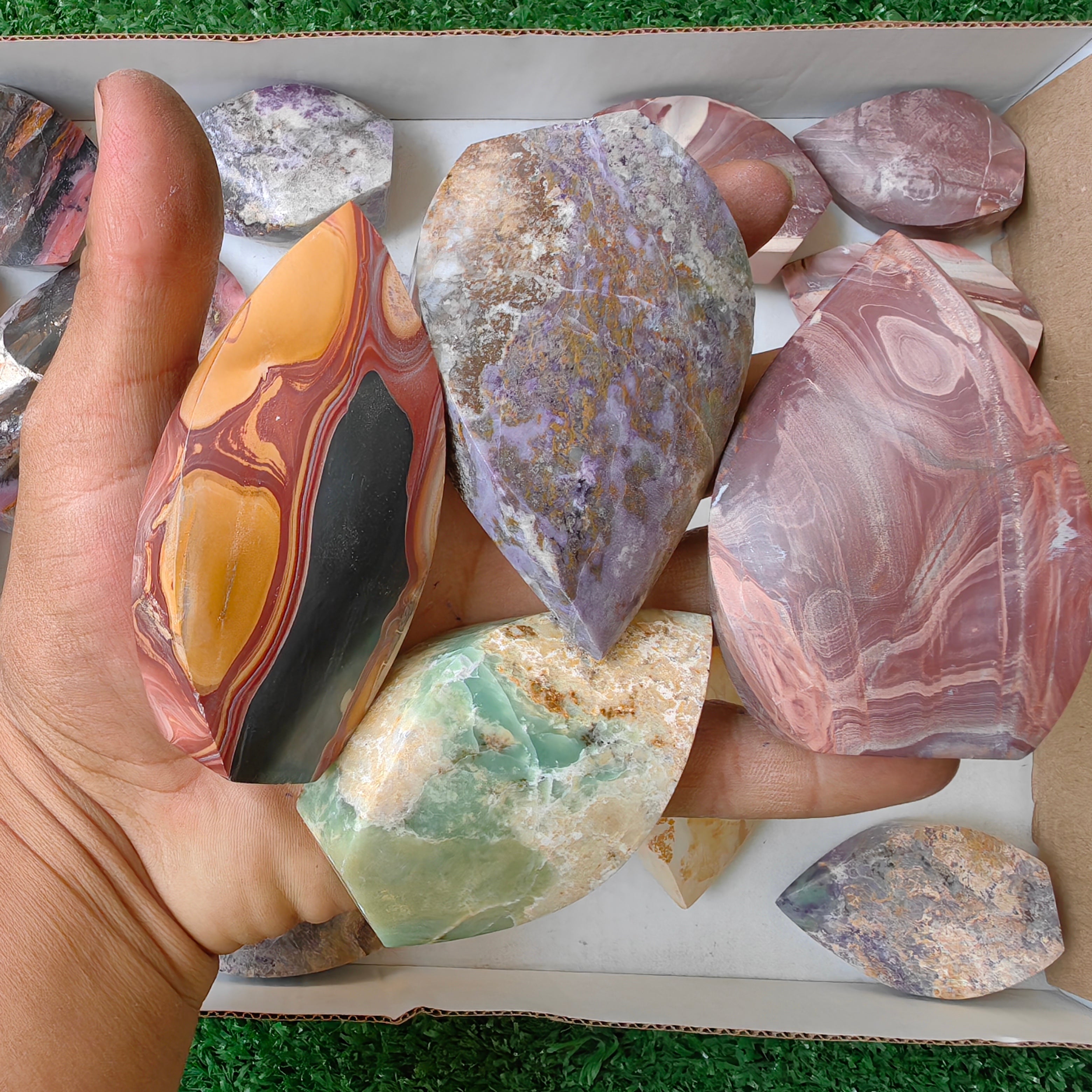 25 pc pink opal, bolivianite & colcatana flames