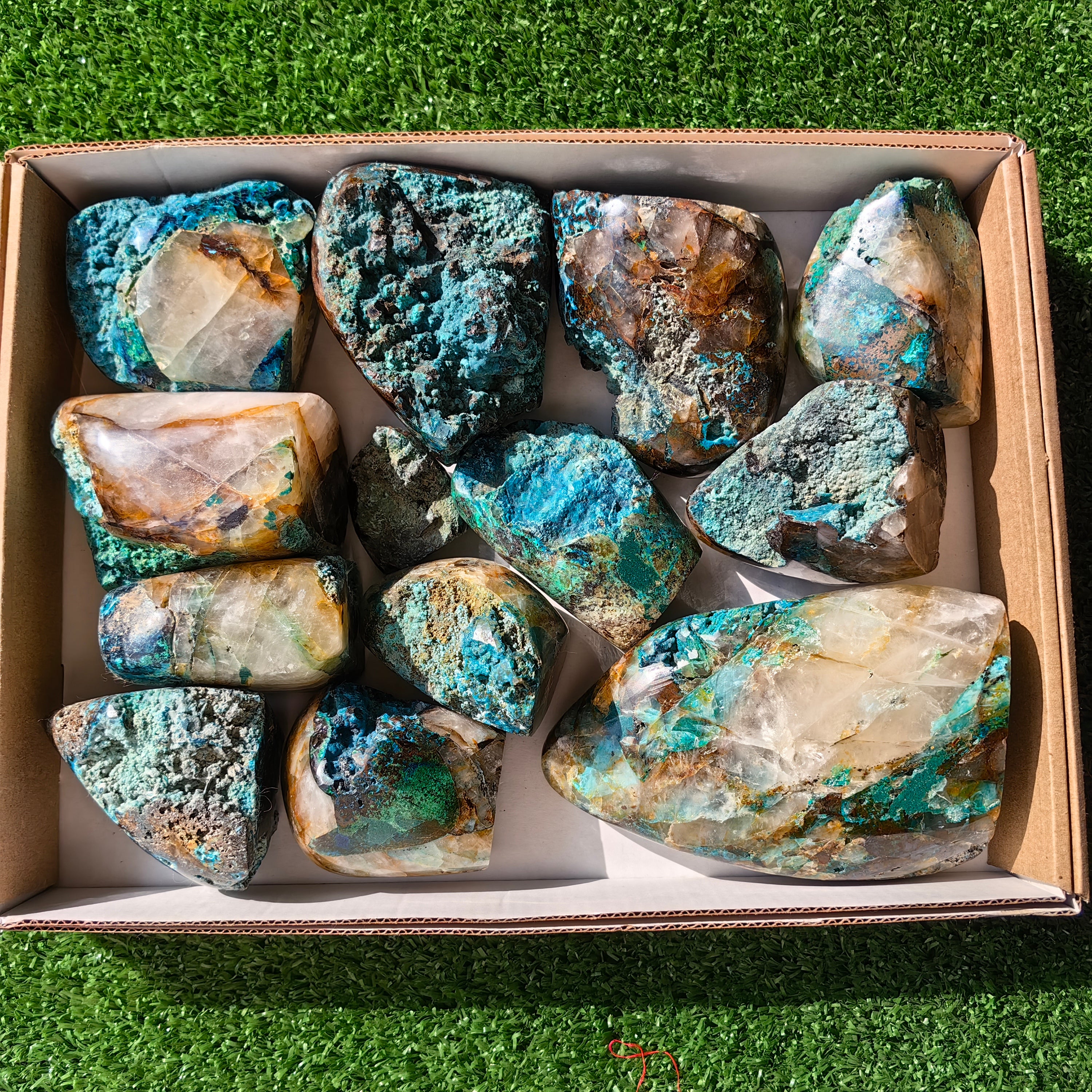 13 pc chrysocolla quartz free forms