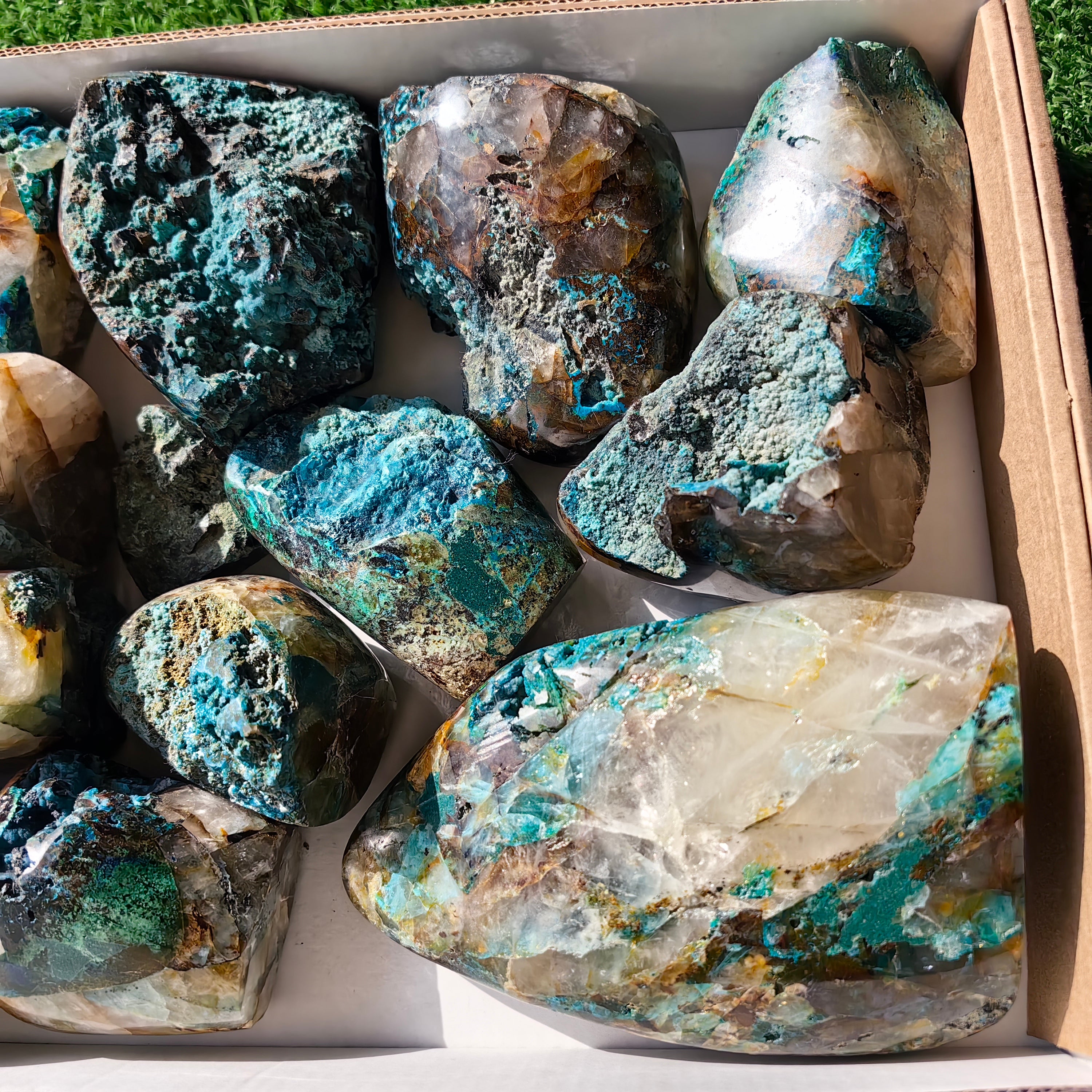 13 pc chrysocolla quartz free forms