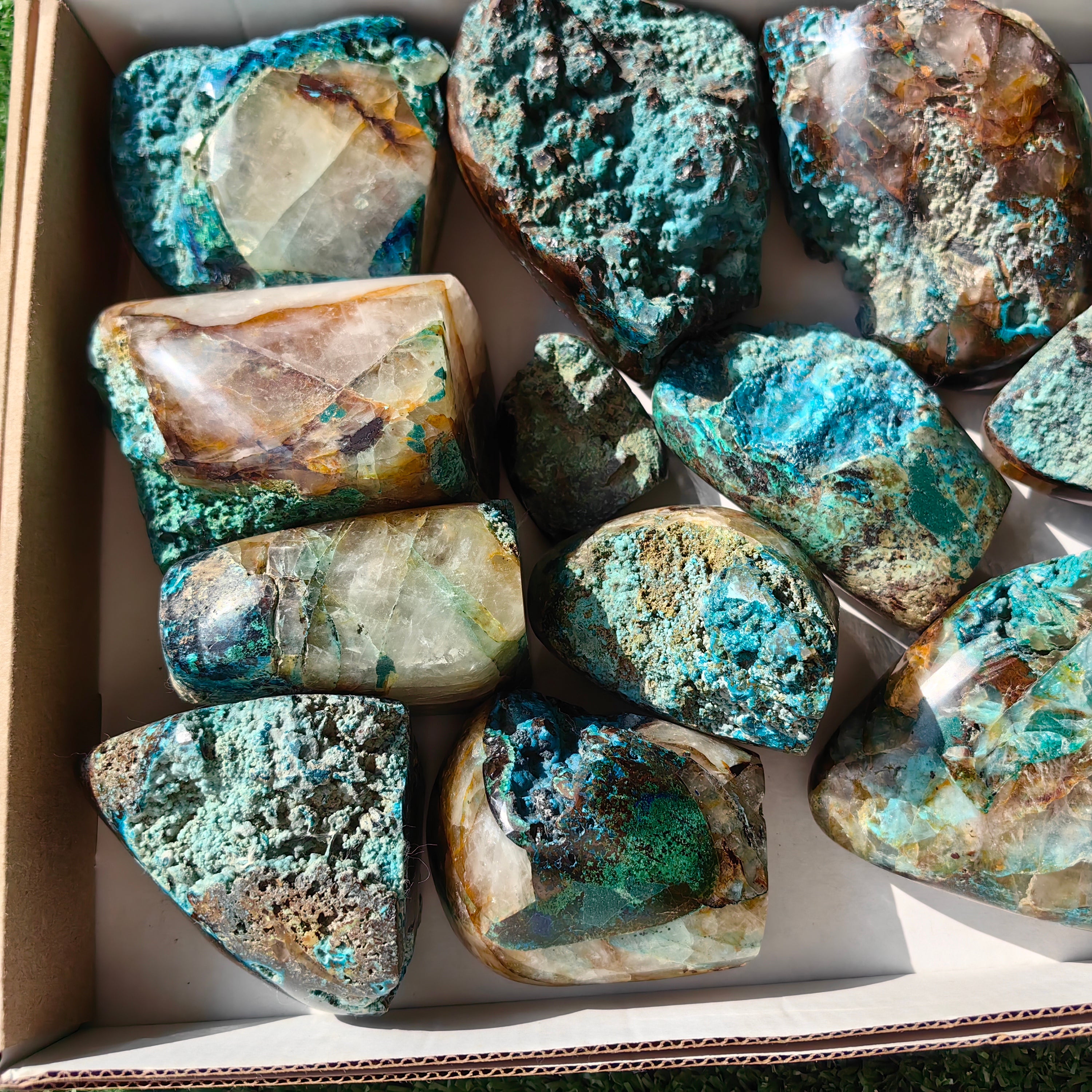 13 pc chrysocolla quartz free forms