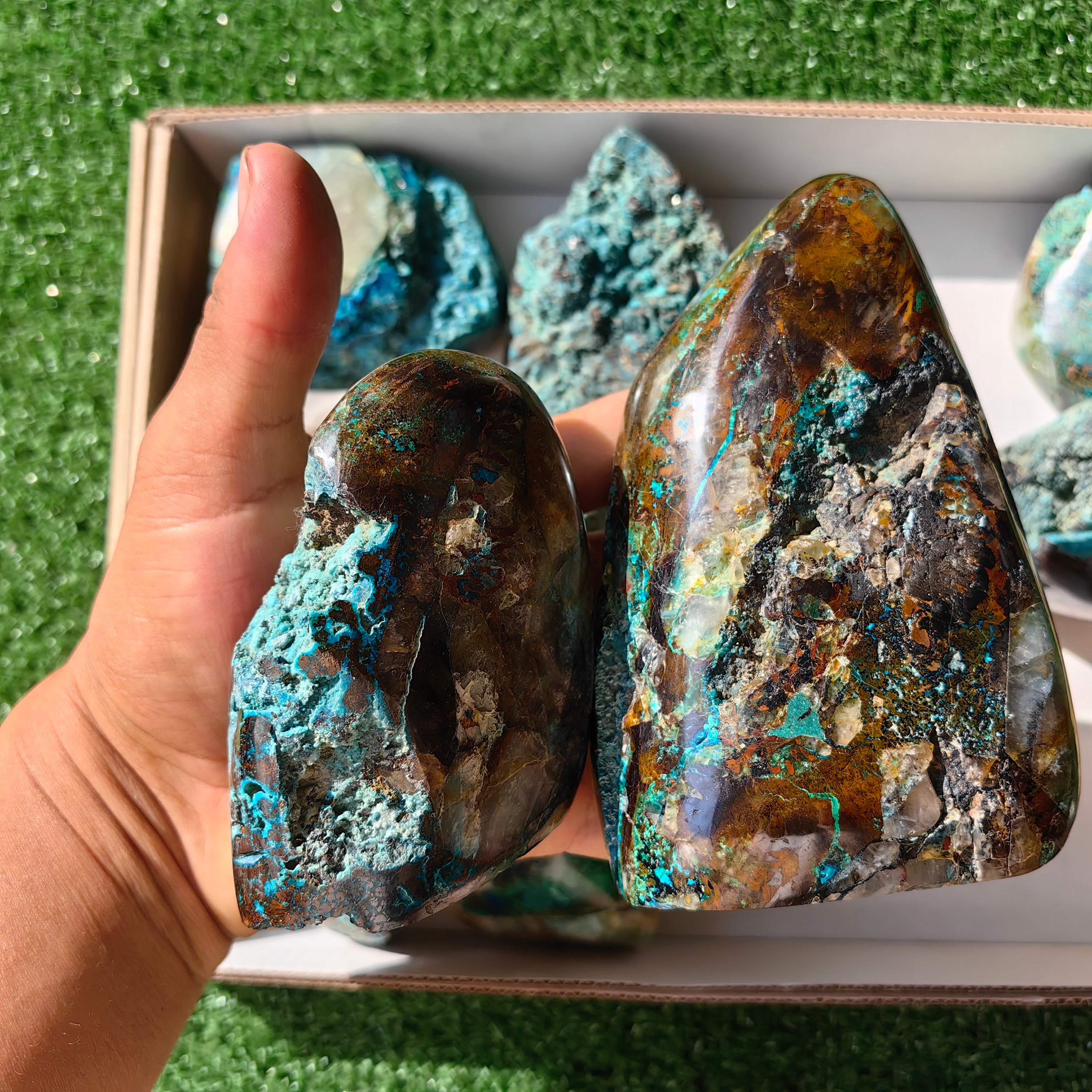 13 pc chrysocolla quartz free forms